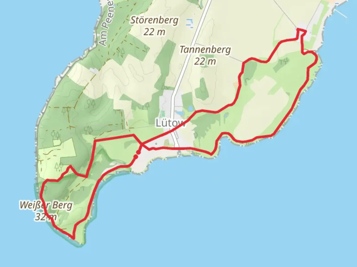 An image depicting the trail Südspitze Gnitz and Netzelkow Loop and its surrounding area.