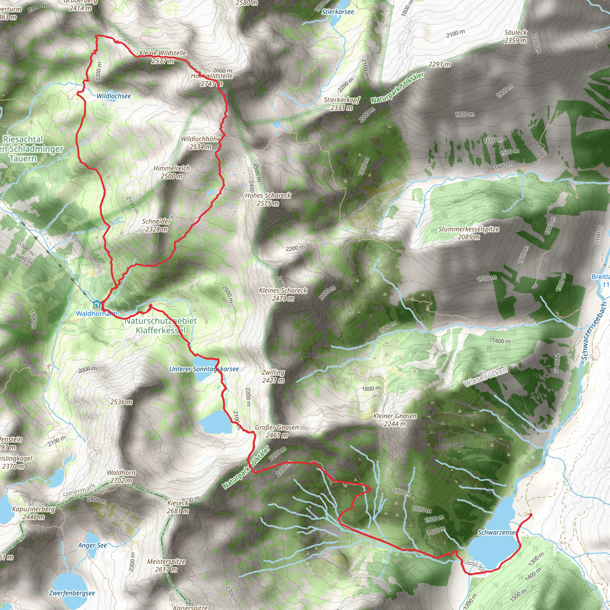 The Hochwildstelle via Schwarzensee mobile static map