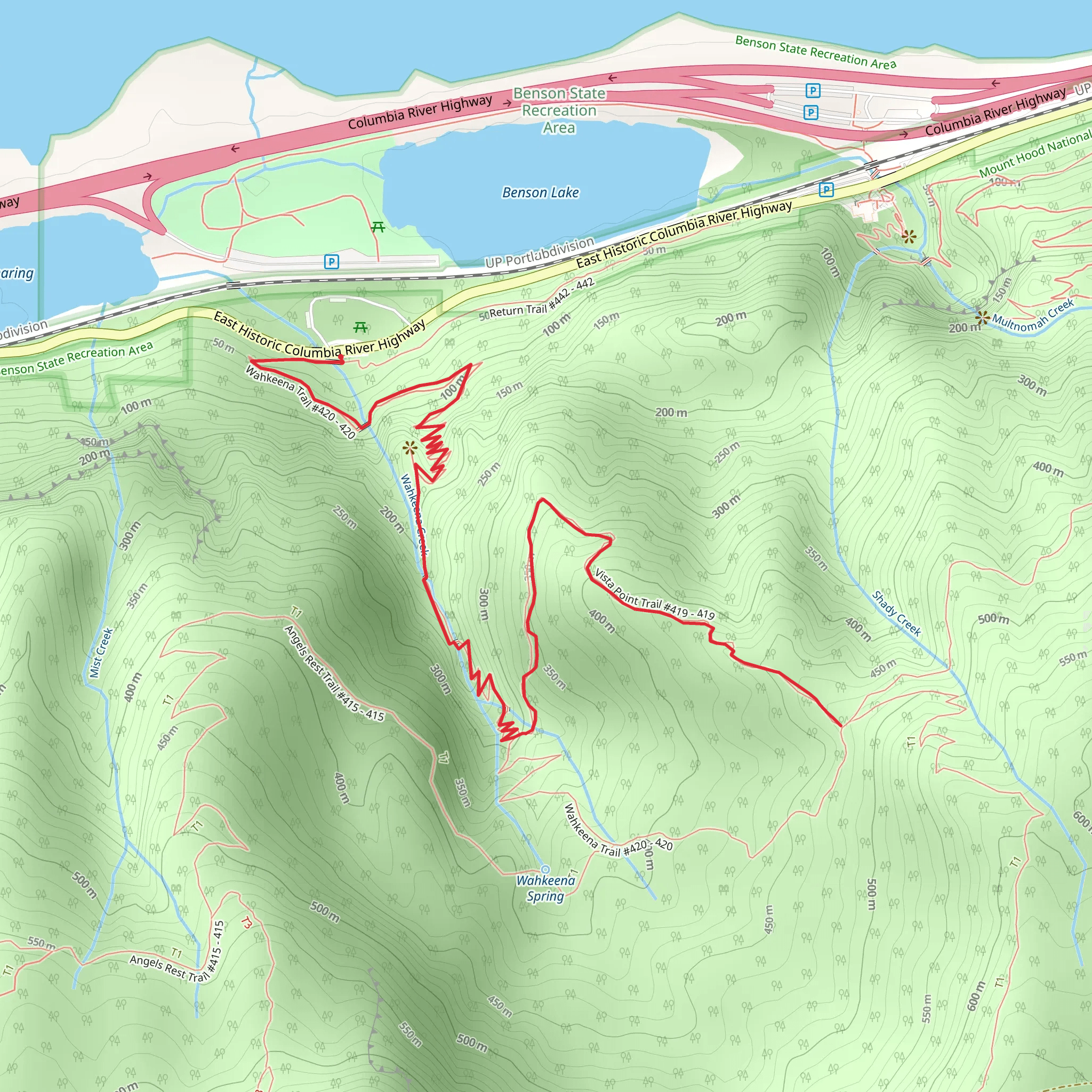Vista Point Trail via Wahkeena Trail mobile static map