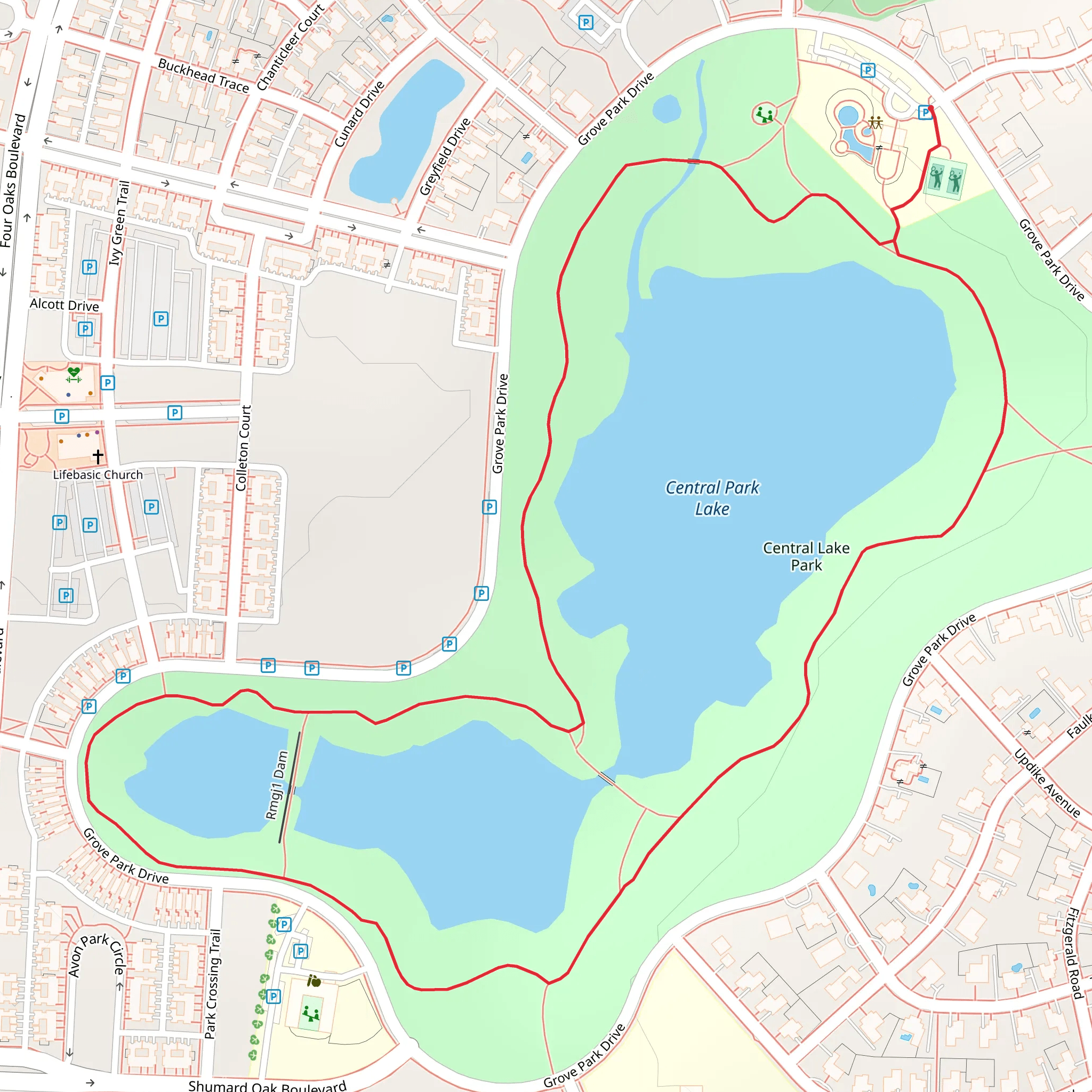 Central Lake Park Loop mobile static map