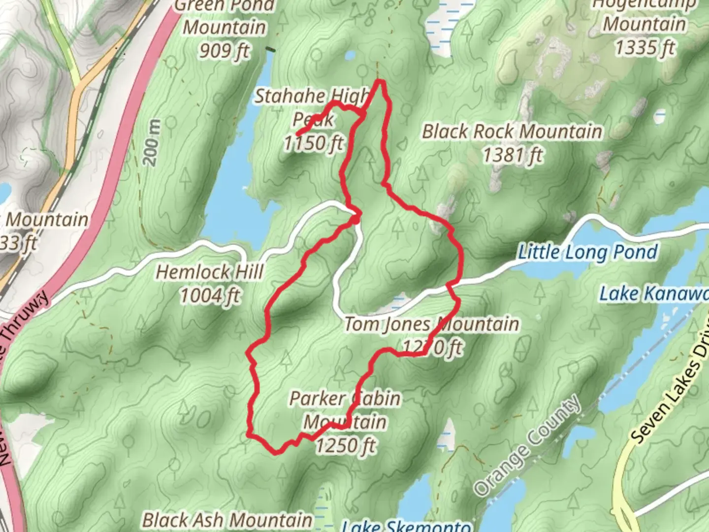 An image depicting the trail Car Pond Mountain and Tom Jones Mountain via Nurian Trail and its surrounding area.