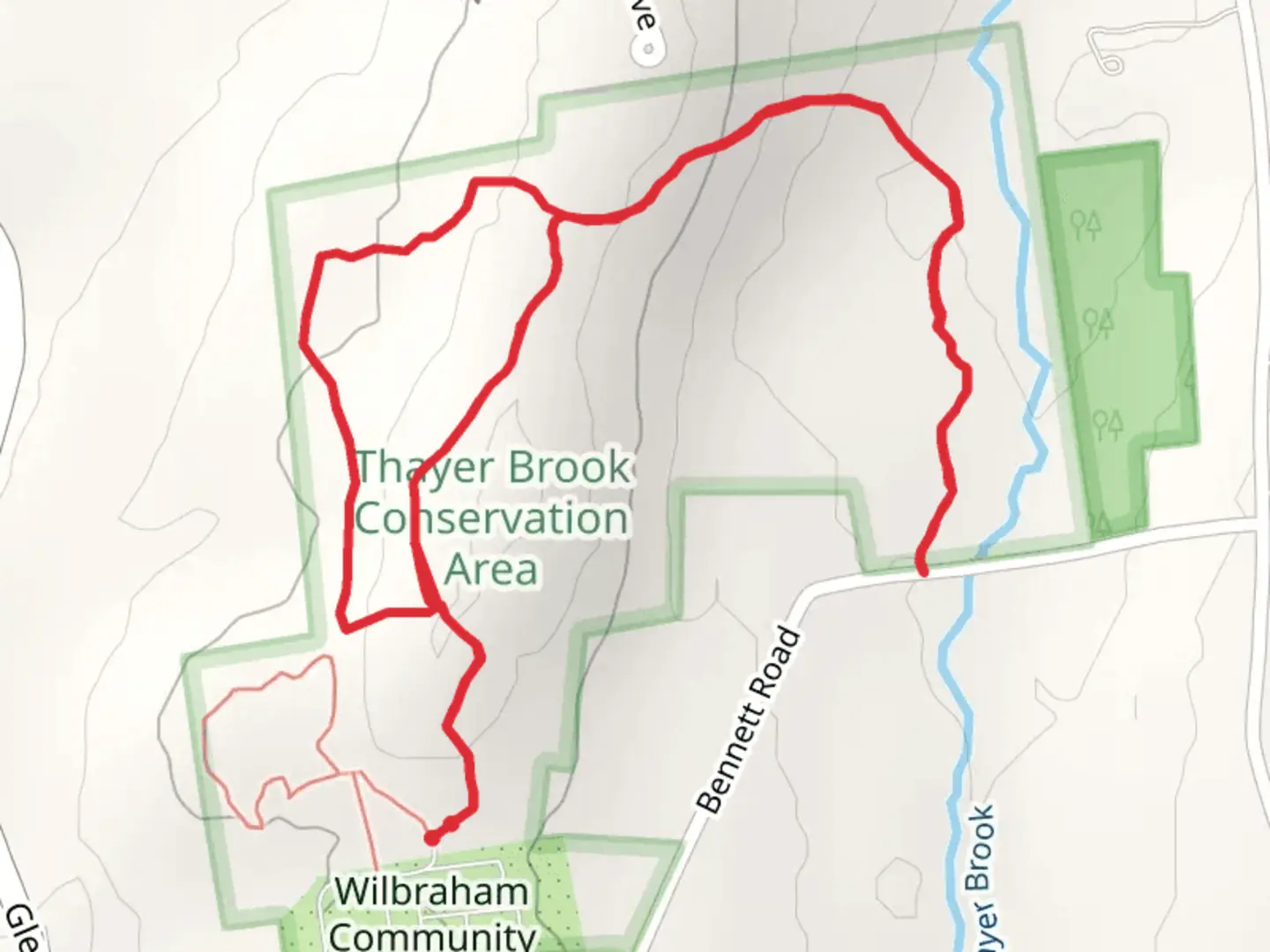 An image depicting the trail Bennett Road Loop and its surrounding area.