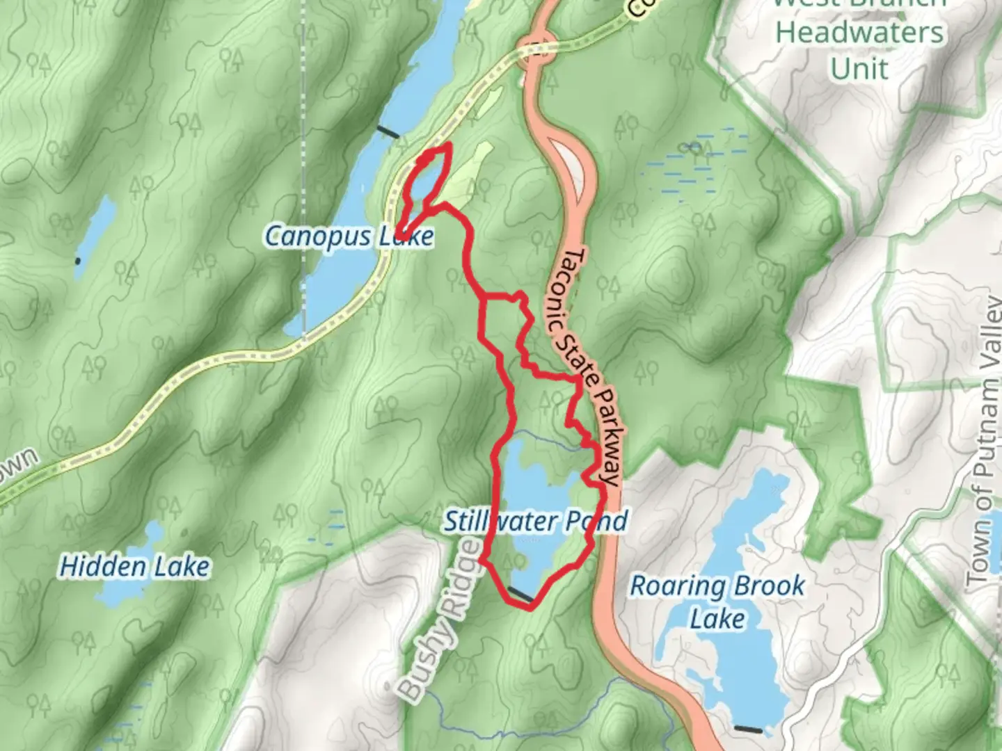 An image depicting the trail Pelton and Stillwater Pond Loop Trail and its surrounding area.