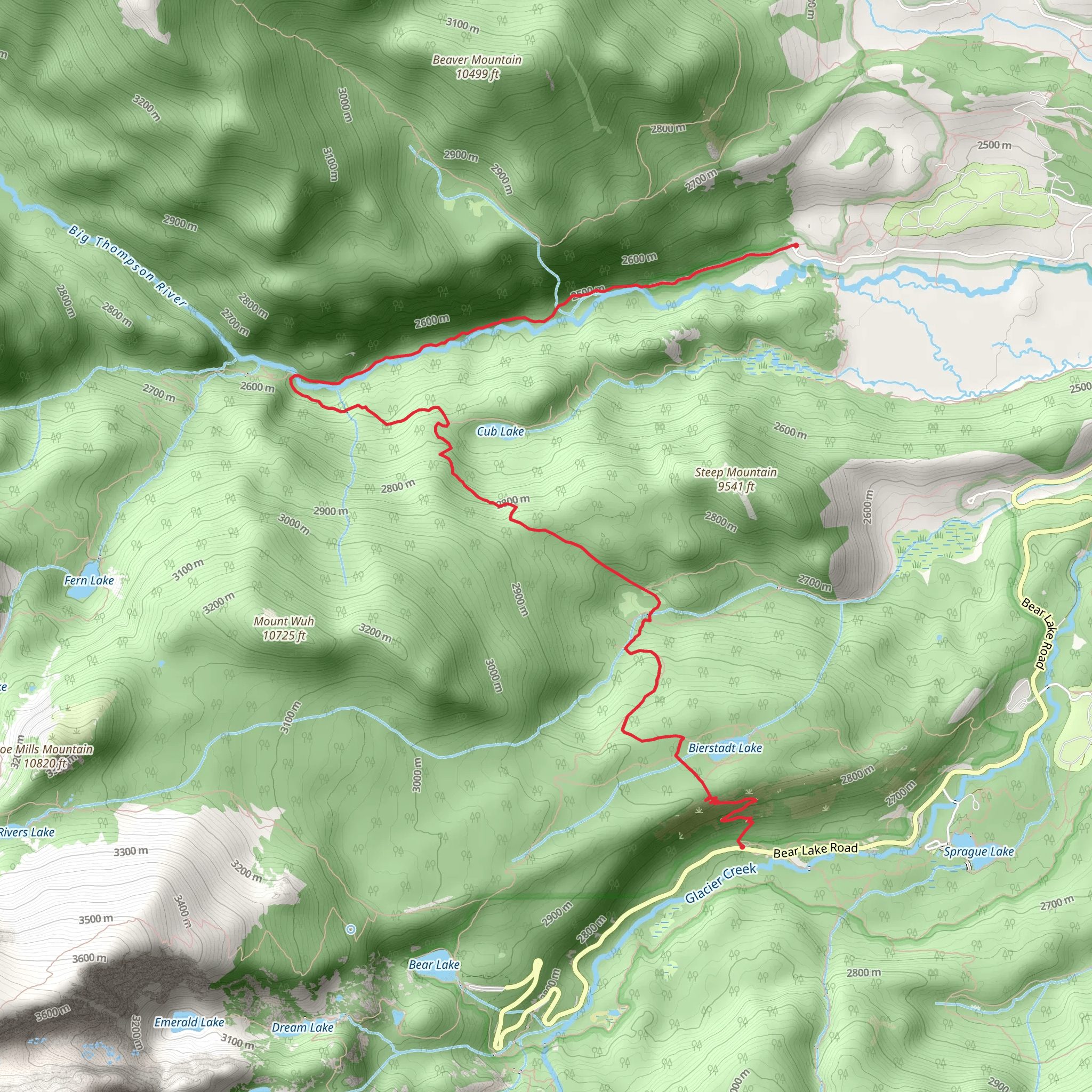 Bierstadt Moraine and Fern Lake Trail mobile static map