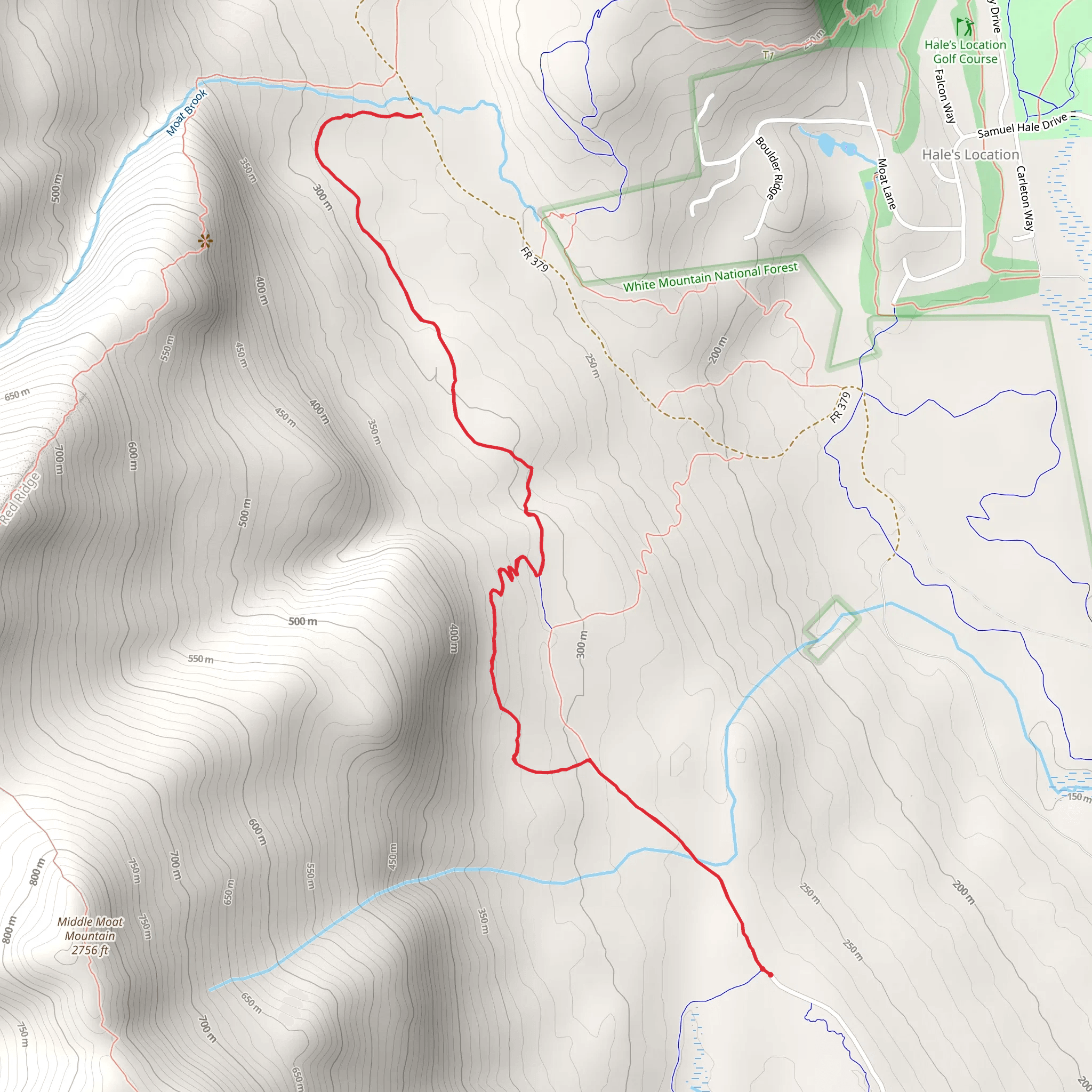 Tent Boulder Trail via Moat Mineral Site Trail mobile static map