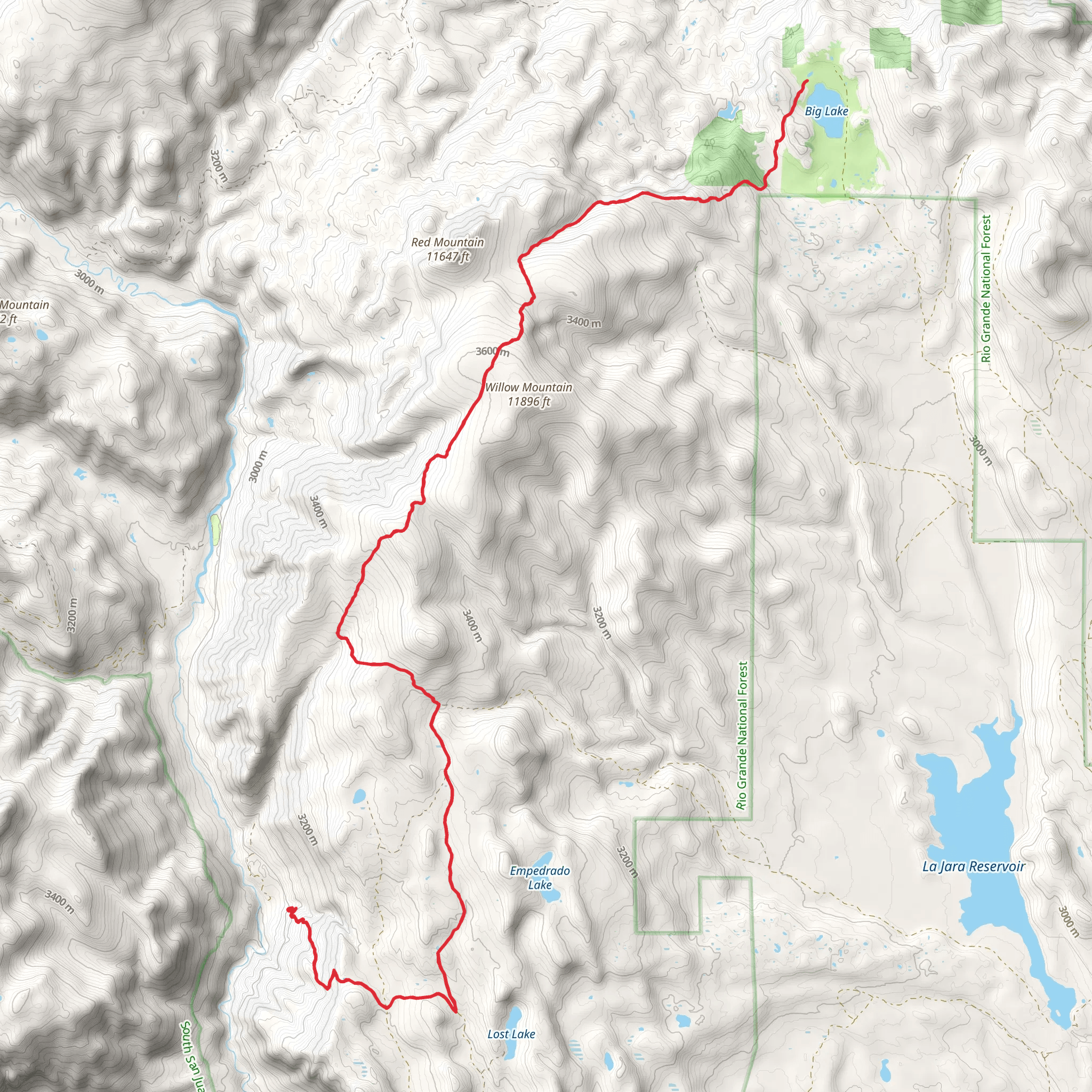 Big Lake via Valdez Trail and Willow Mountain Trail mobile static map