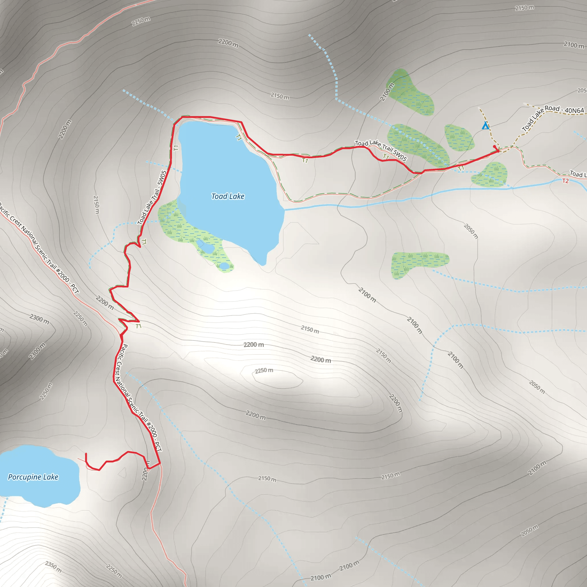 Porcupine Lake via Toad Lake Trail mobile static map