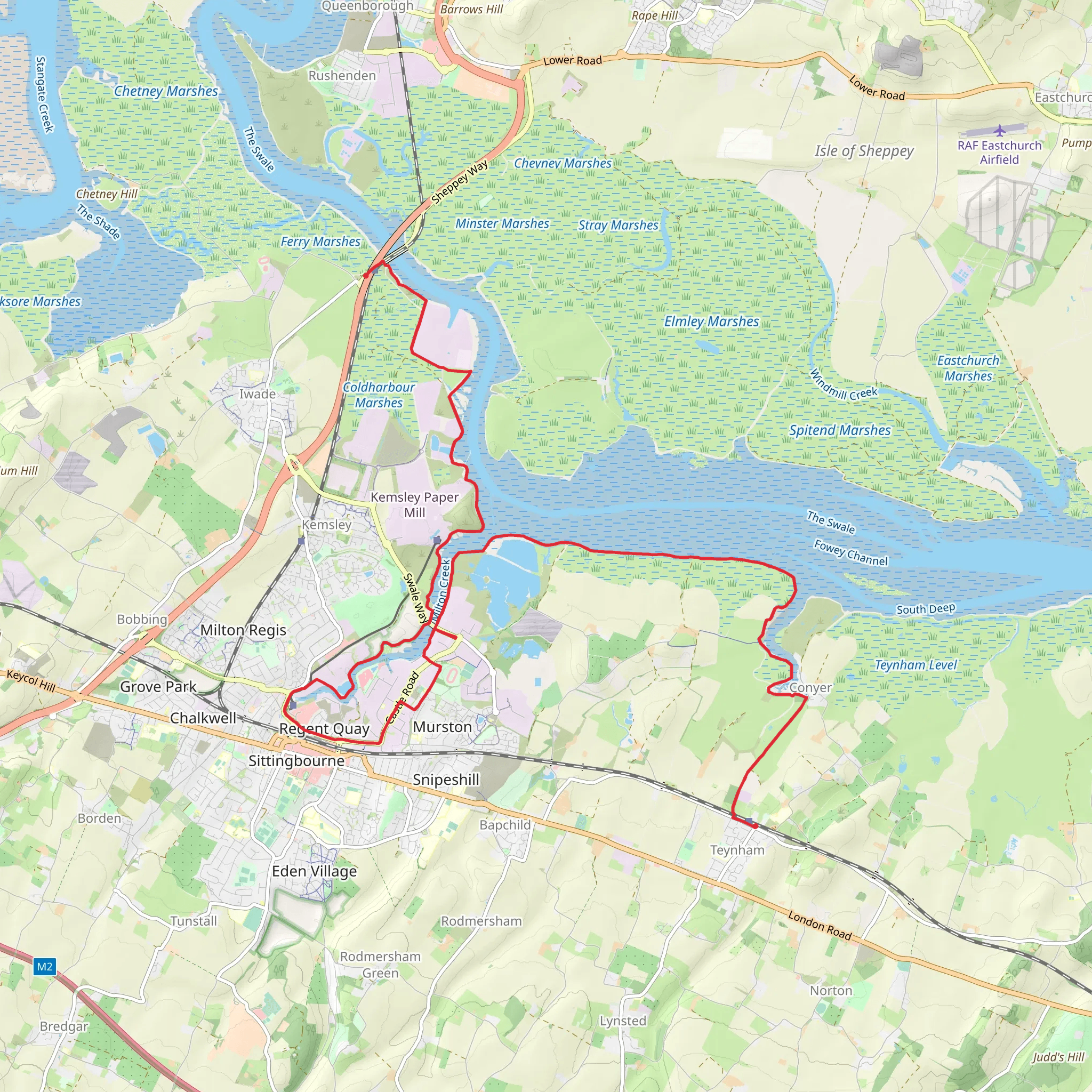 Swale to Teynham mobile static map