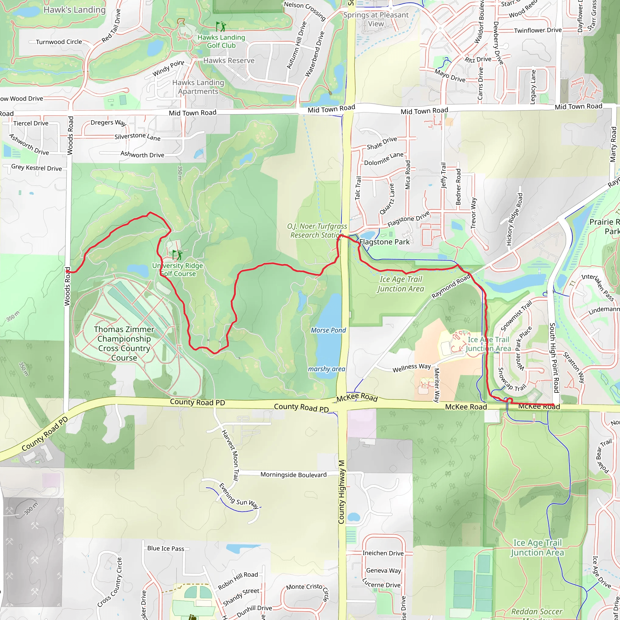 Ice Age Trail from Woods Road mobile static map