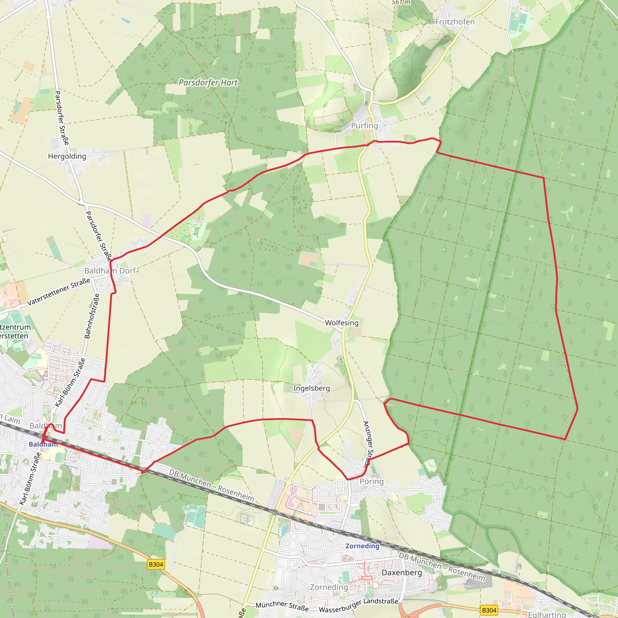 Baldham Loop mobile static map
