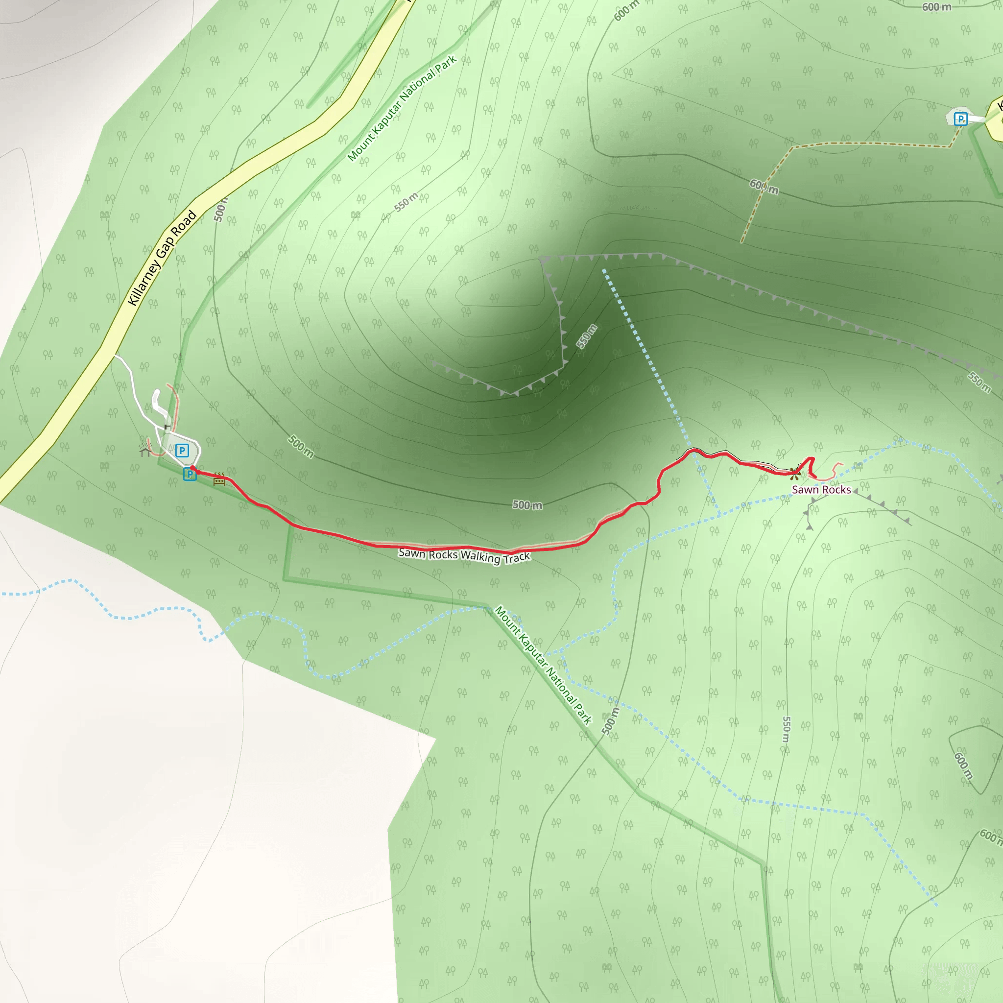 Sawn Rocks Track mobile static map