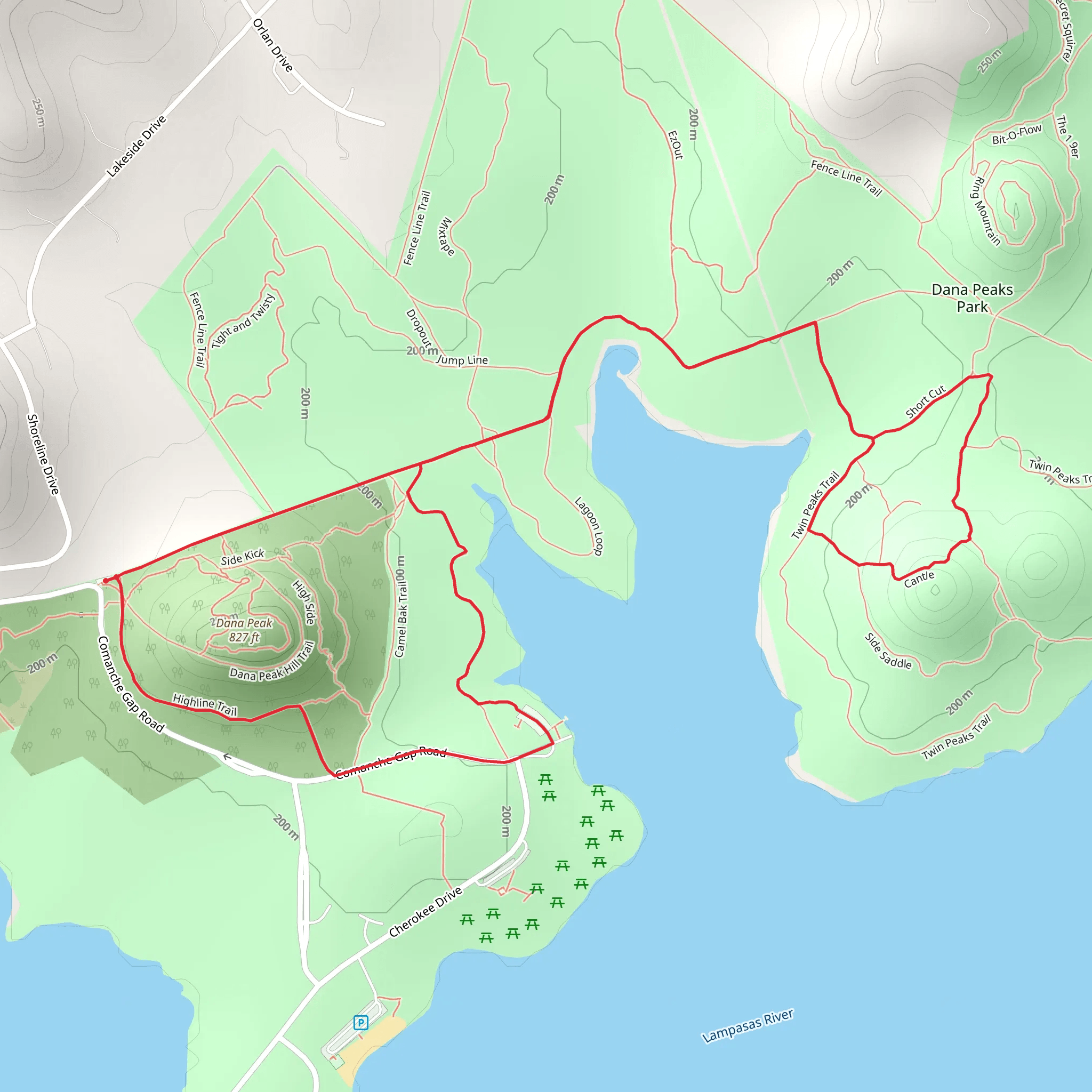Dana Peak via Twin Peaks Trail and Highline Trail mobile static map