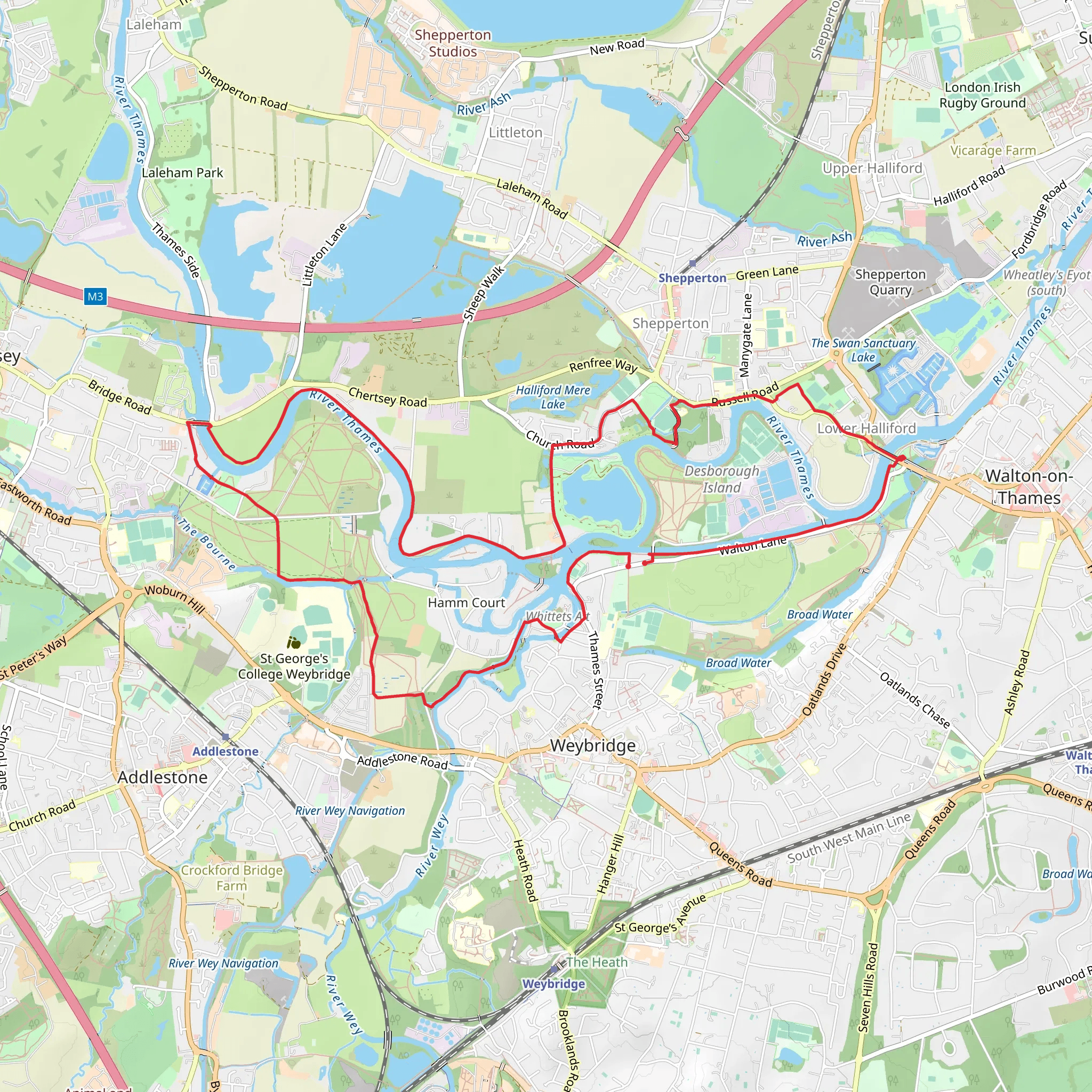Weybridge Loop mobile static map