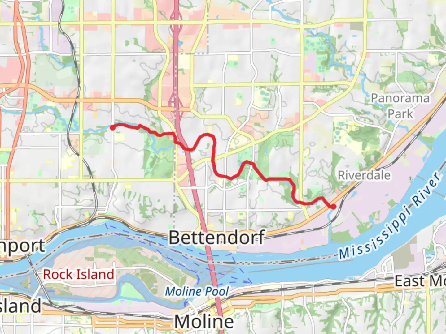 An image depicting the trail Walk along Duck Creek and its surrounding area.