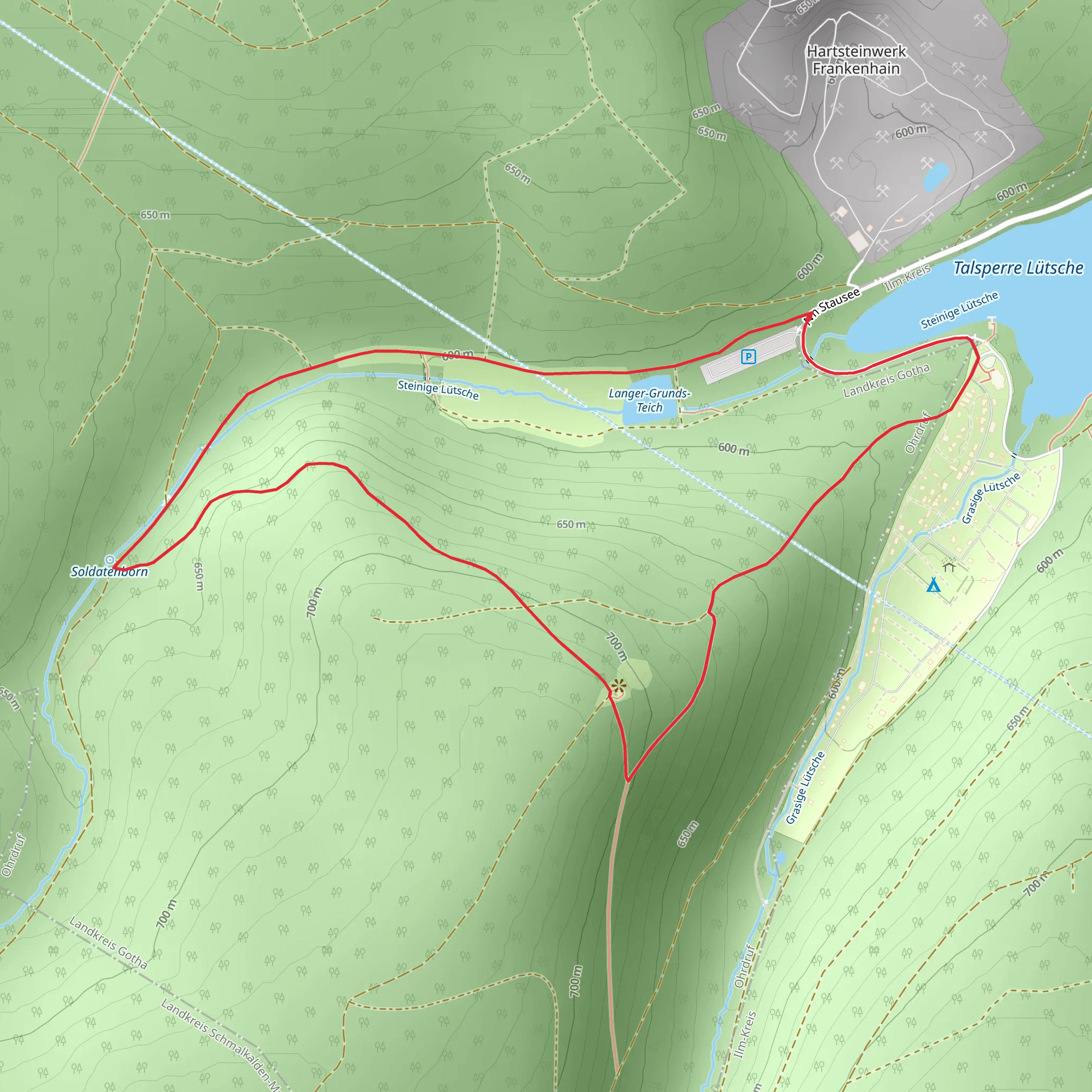 Schloßberg Kanzel and Langer Grunds Teich Loop via Alter Floßgraben mobile static map