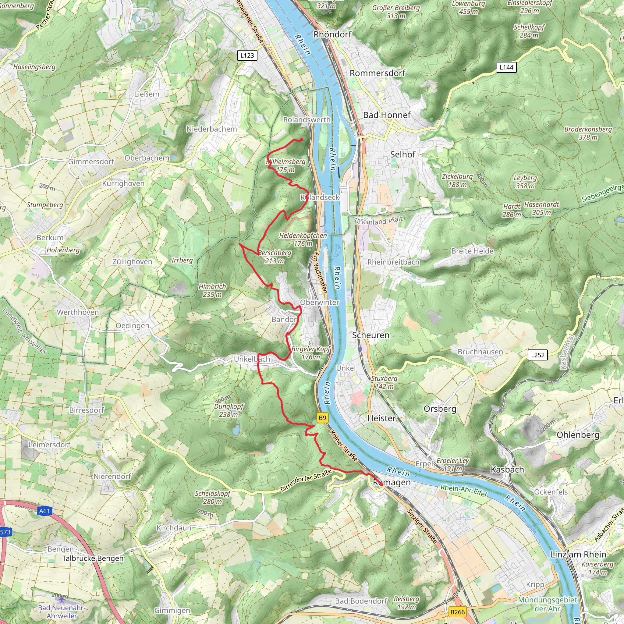 Rolandswerth to Remagan via Linksrheinischer Jakobsweg mobile static map