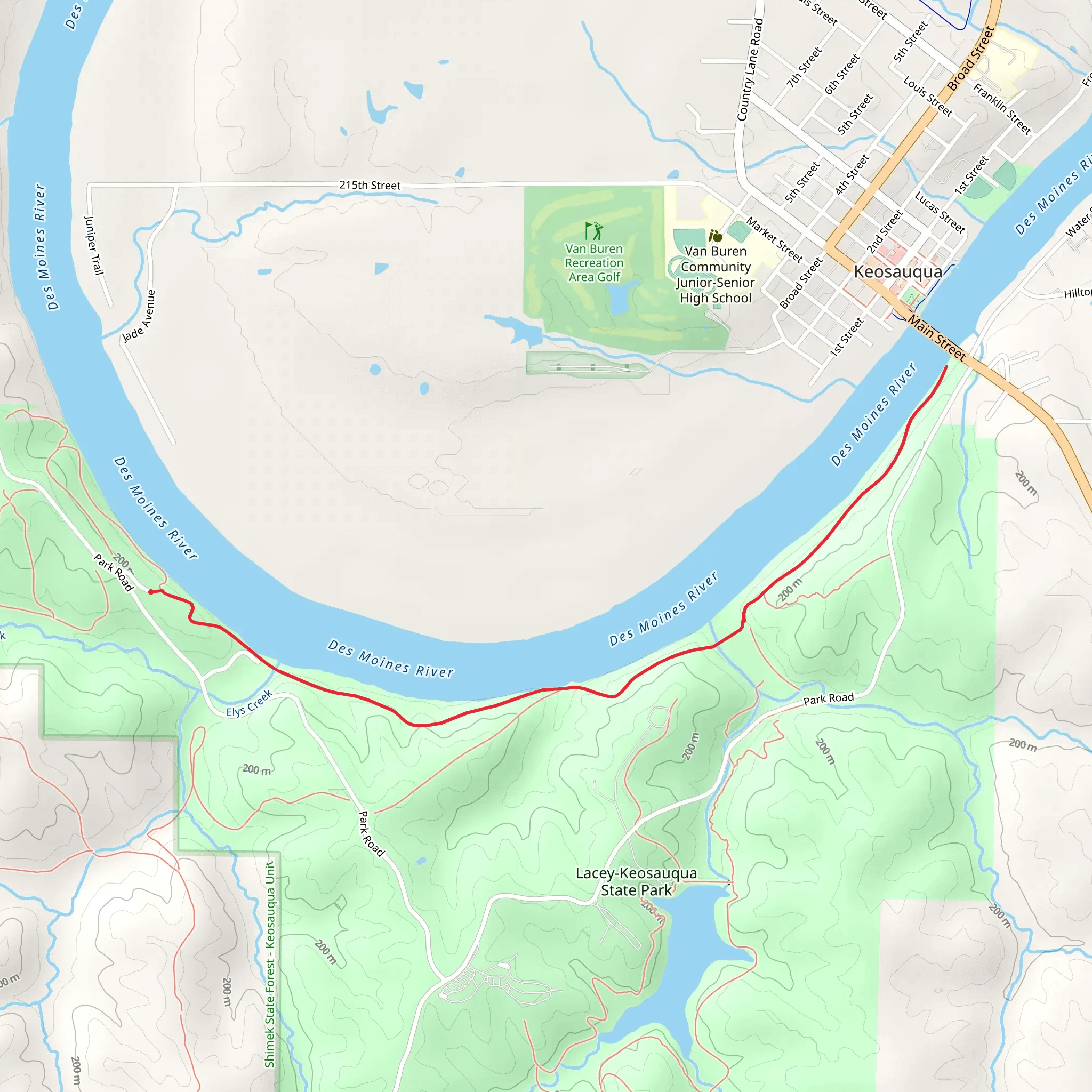Des Moines River Out and Back mobile static map