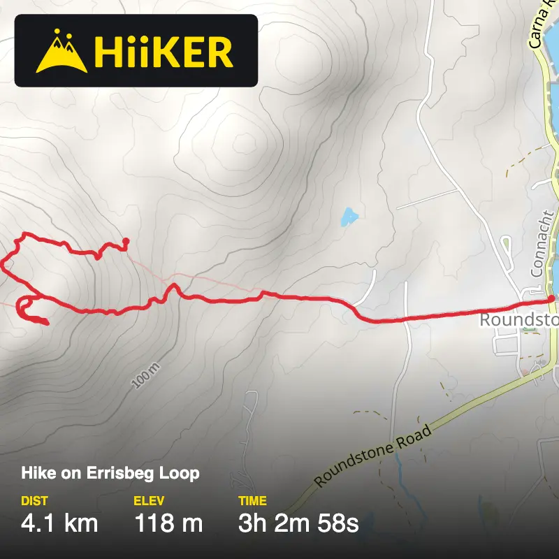 A map preview of the recording Hike on Errisbeg Loop.