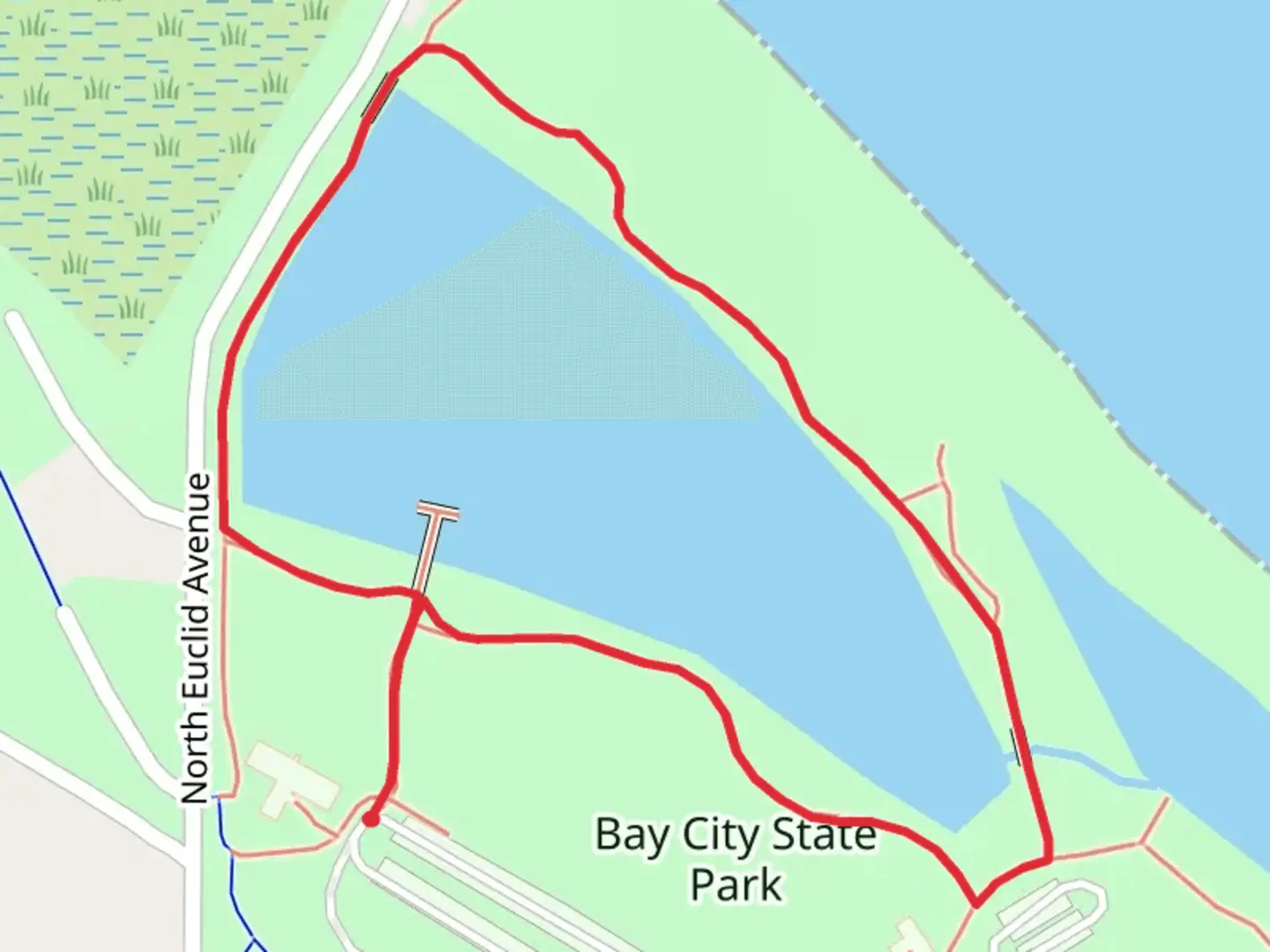 An image depicting the trail Bay City State Park Loop and its surrounding area.