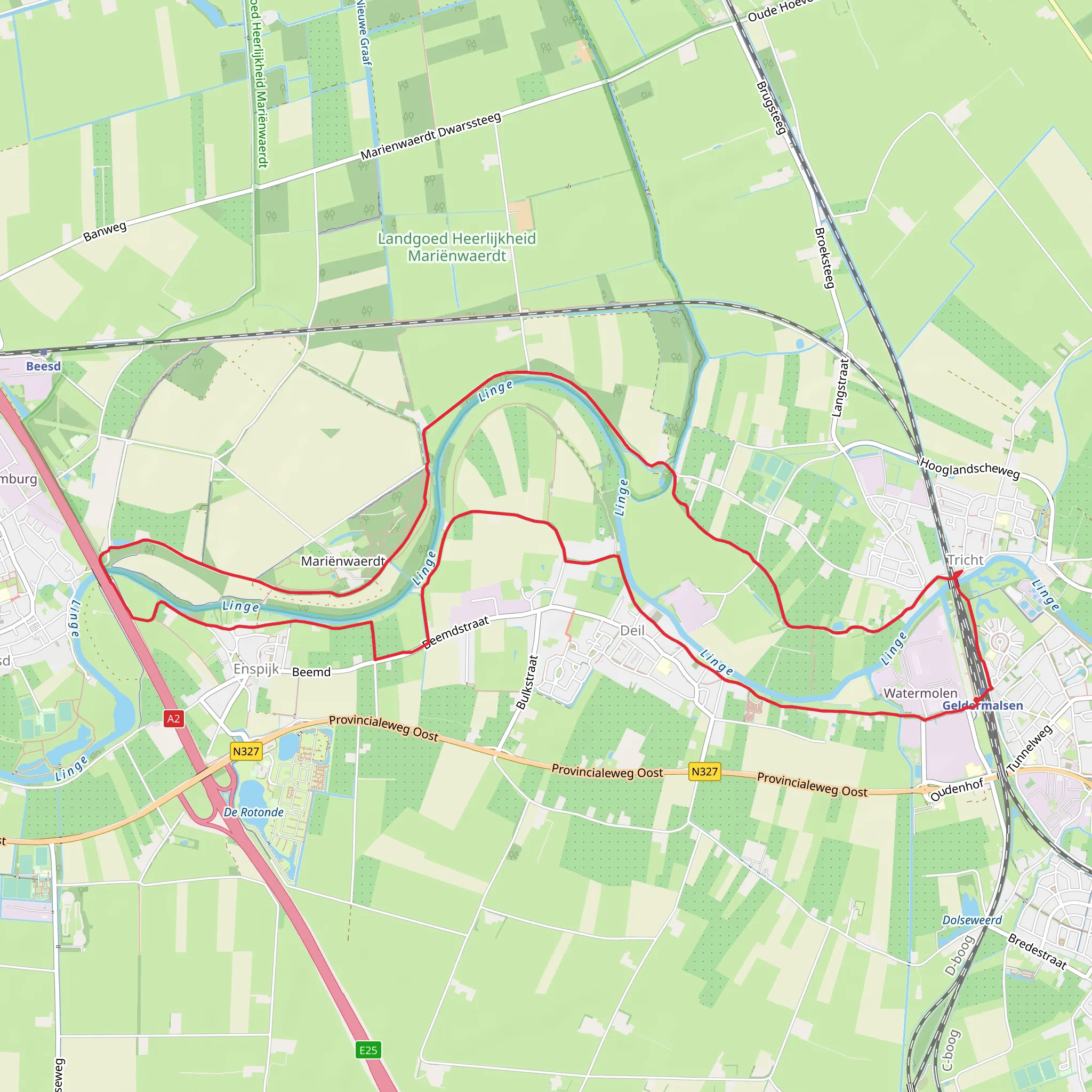 De Vlinder and Linge via Konings Weg mobile static map