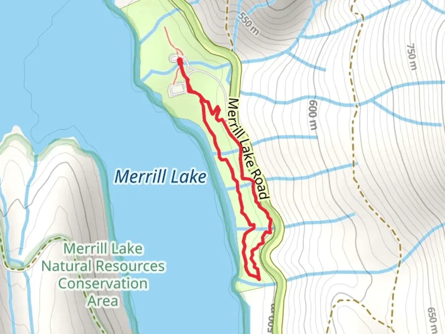 An image depicting the trail Merrill Lake Campground Loop and its surrounding area.