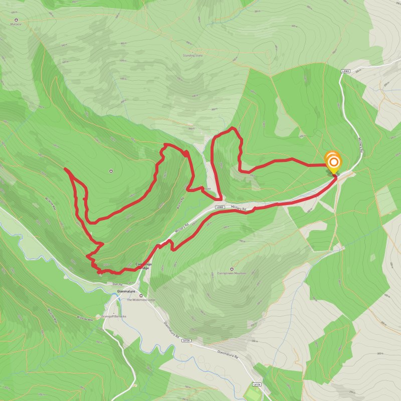 A map preview of the recording Hike on 01-12-2024 02:14 PM.