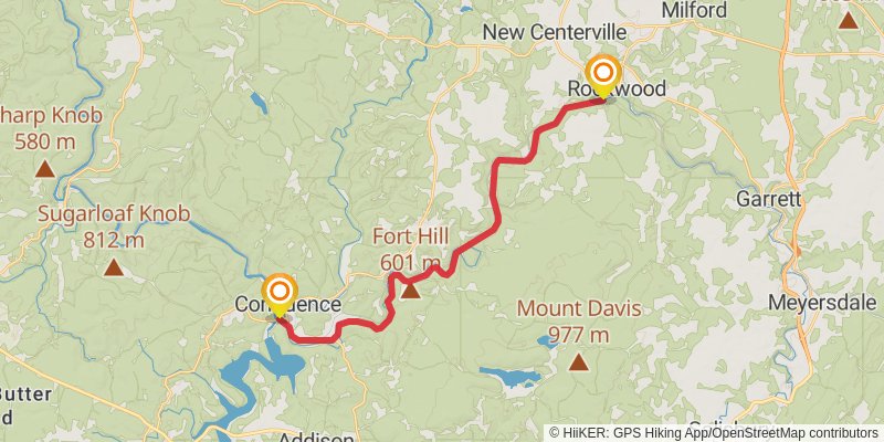 Great Allegheny Passage stage 18 Map