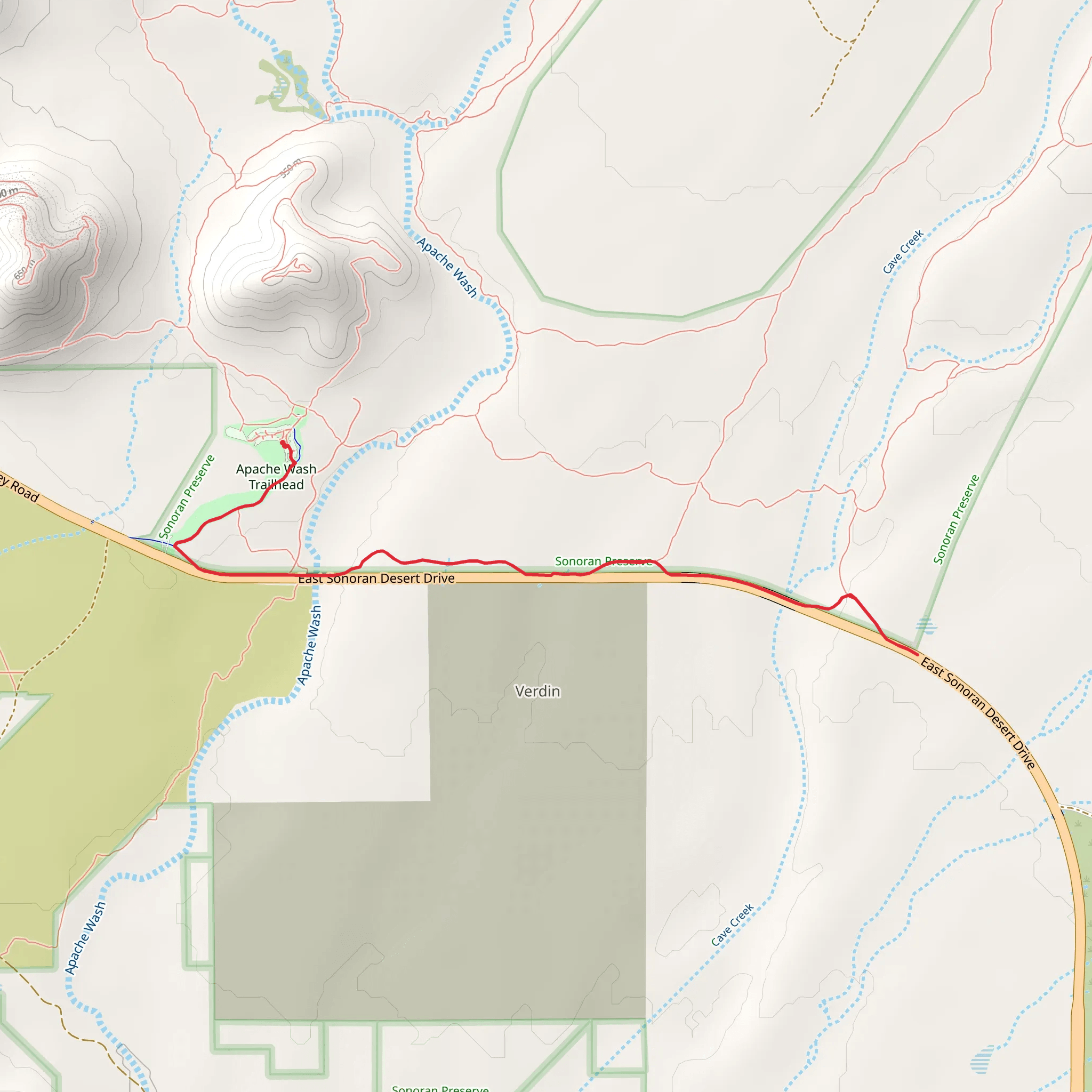 Paseo Pathway and Apache Wash Paseo mobile static map