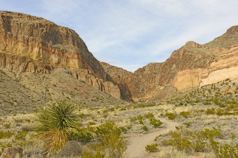 An image depicting the trail Lower Burro Mesa Pour-off Trail and its surrounding area.