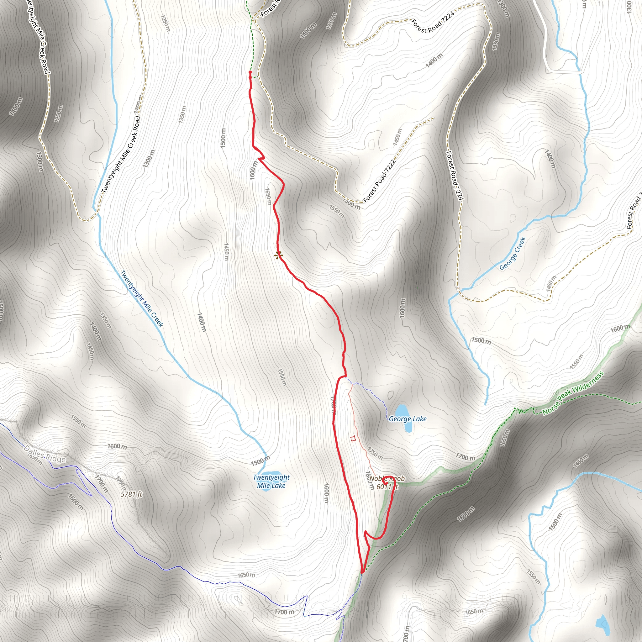Noble Knob Out and Back mobile static map