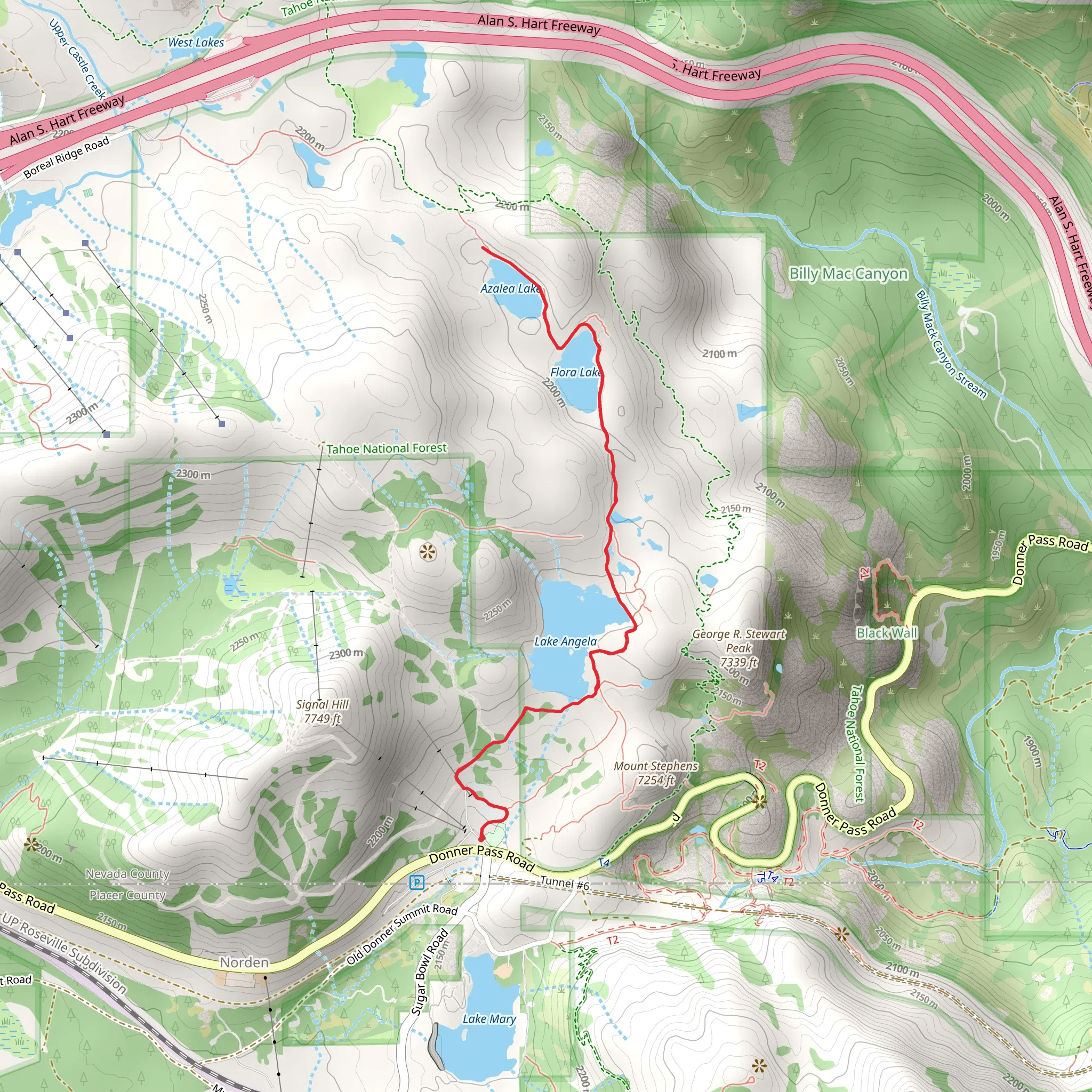 Azalea Lake, Flora Lake and Lake Angela mobile static map