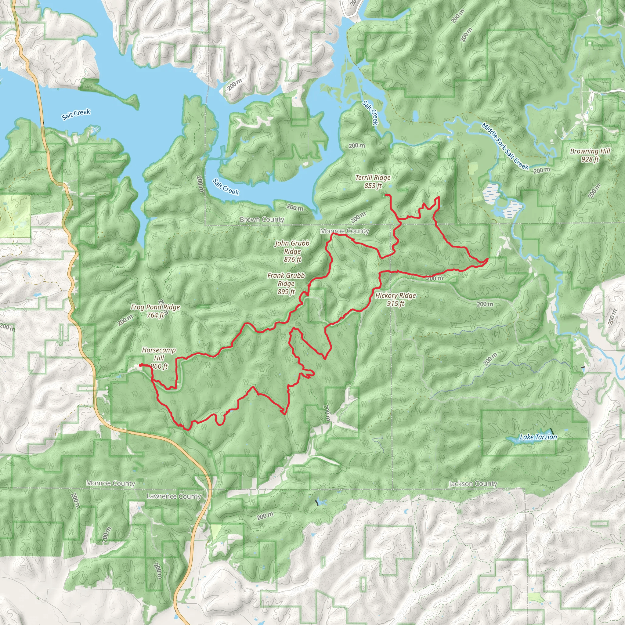 Grub Ridge Trail and Cope Hollow Loop Trail mobile static map