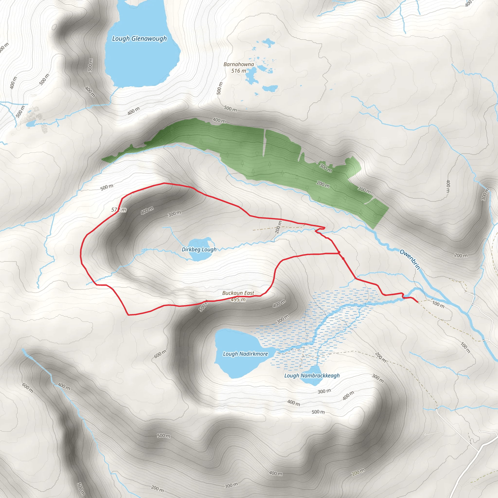 Maumtrasna Plateau Loop mobile static map
