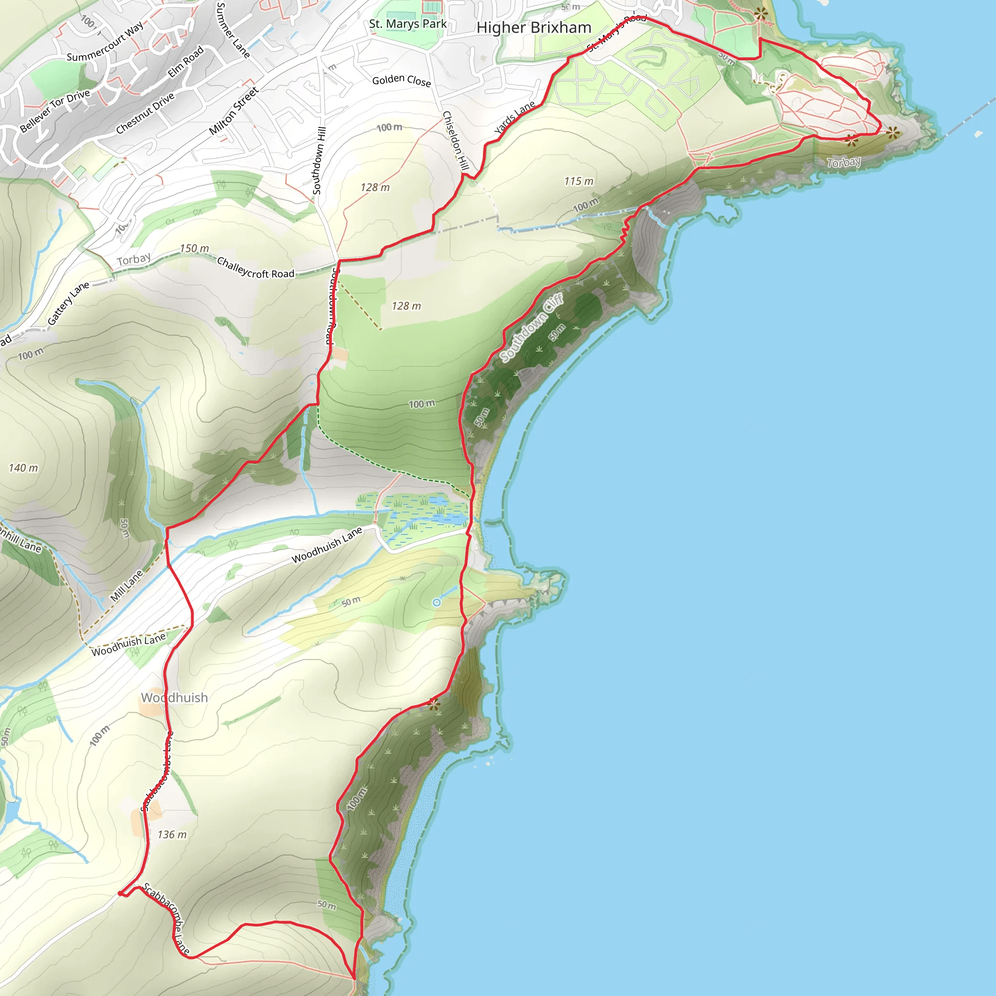 Sharkham and Man Sands Walk mobile static map