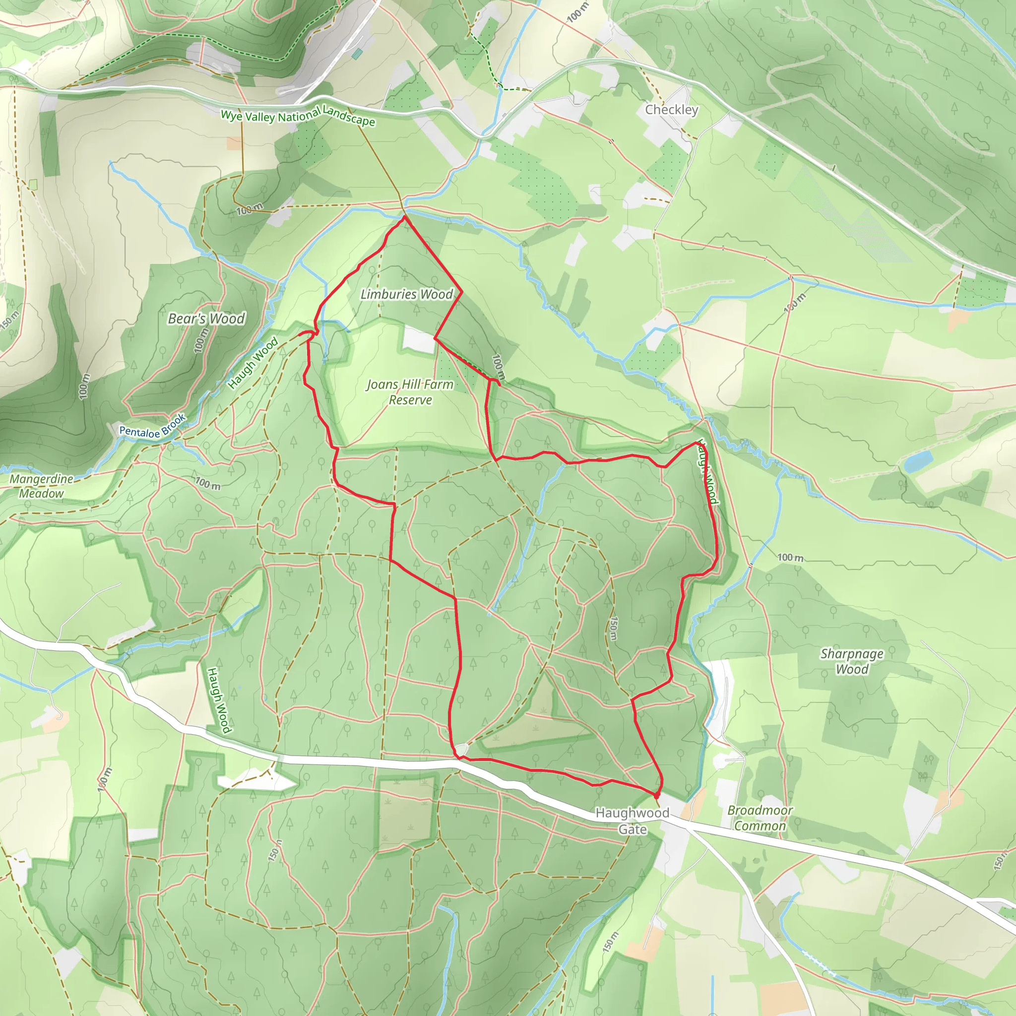 Haugh Wood and Limburies Wood Loop mobile static map