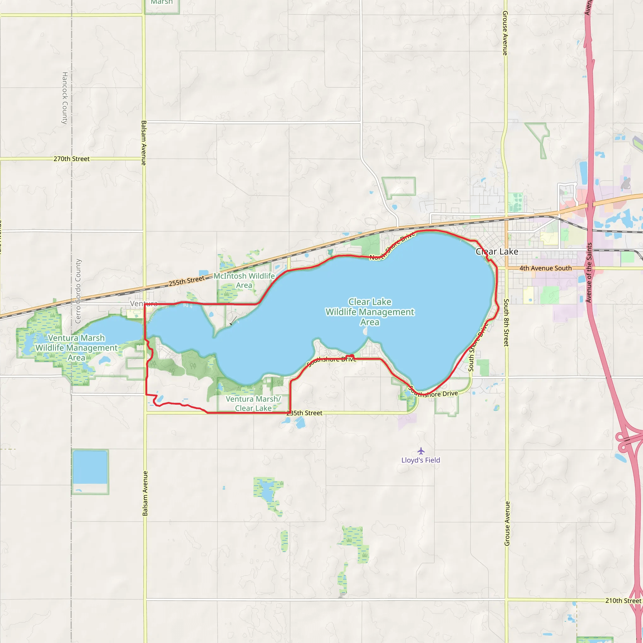 Clear Lake Loop mobile static map