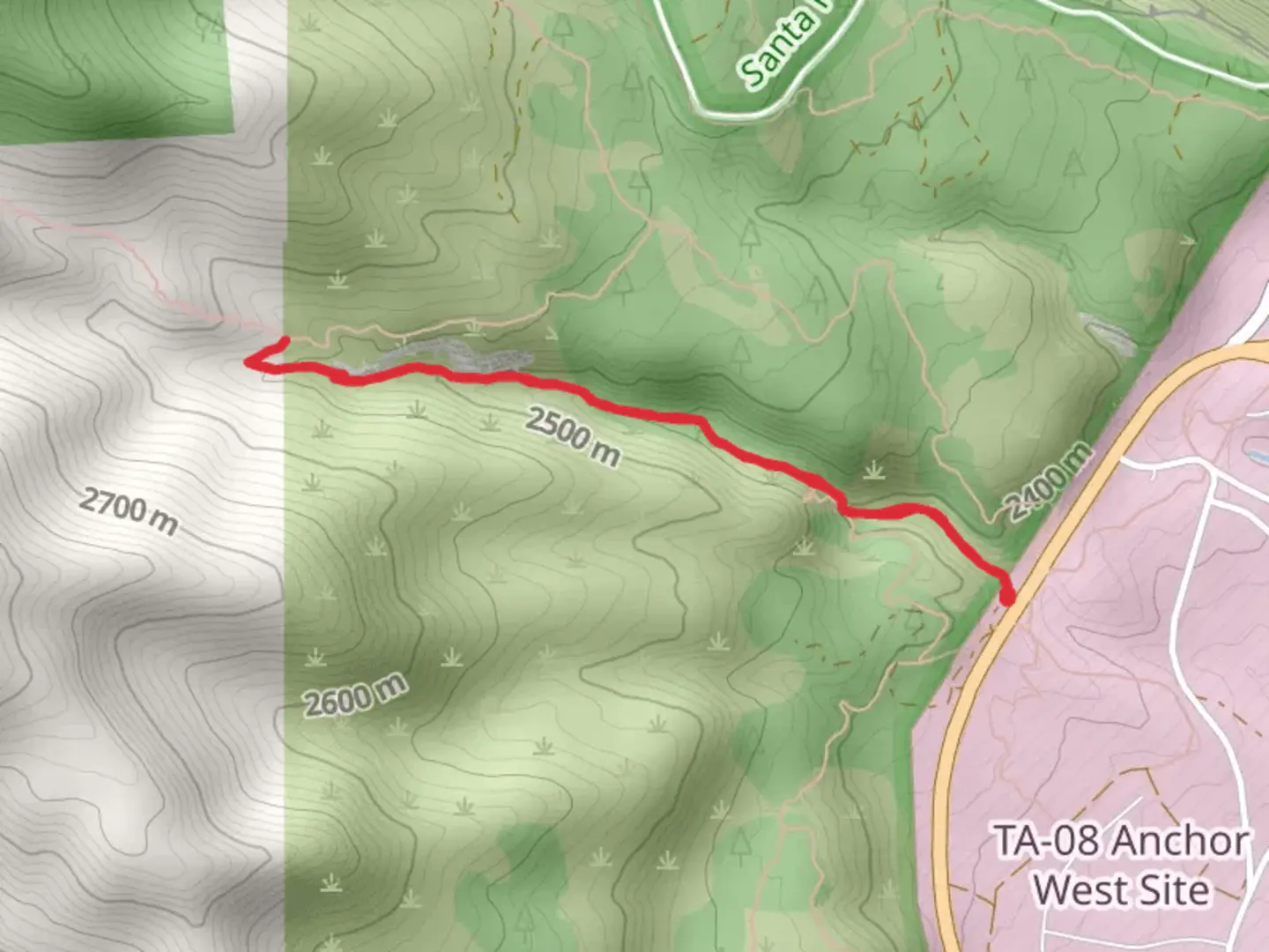 An image depicting the trail Pajarito Canyon Trail - Short and its surrounding area.