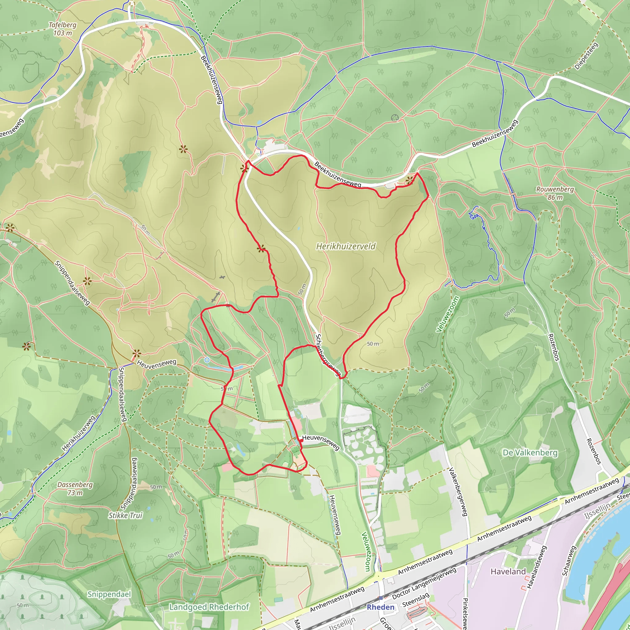 De Hangmat, Potjesberg and Landgoed Heuvan Loop mobile static map