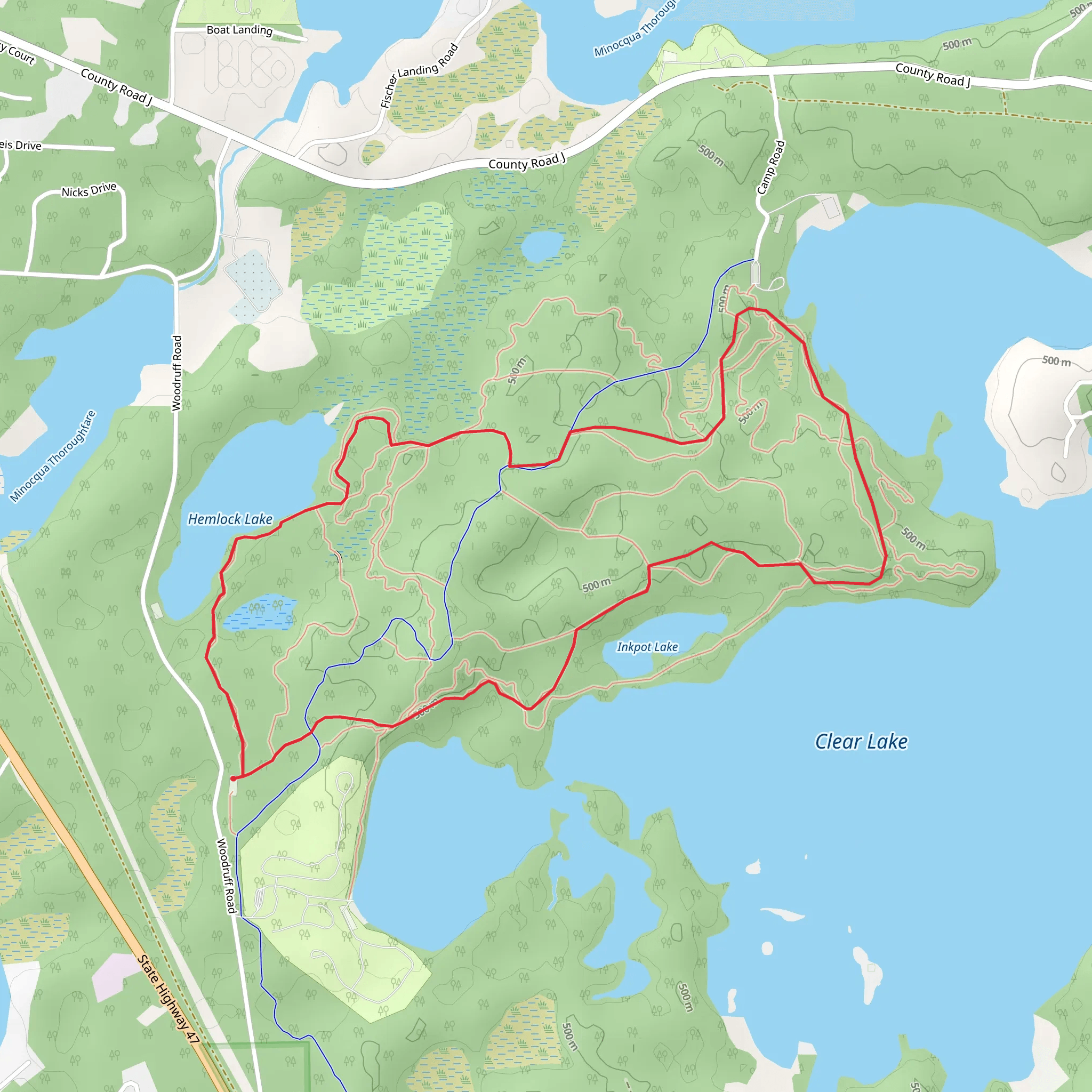Inkpot Lake and Hemlock Lake Loop mobile static map