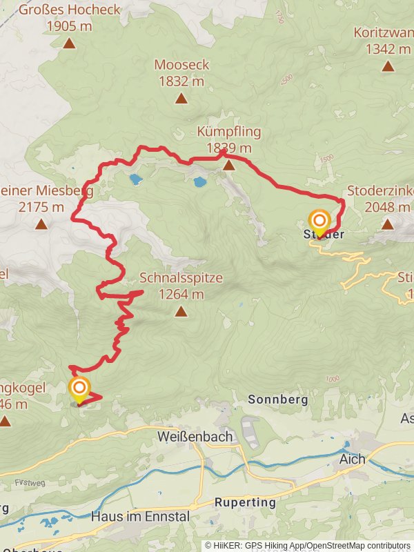Grafenbergalm to Kufstein - Alpine Trail mobile static map