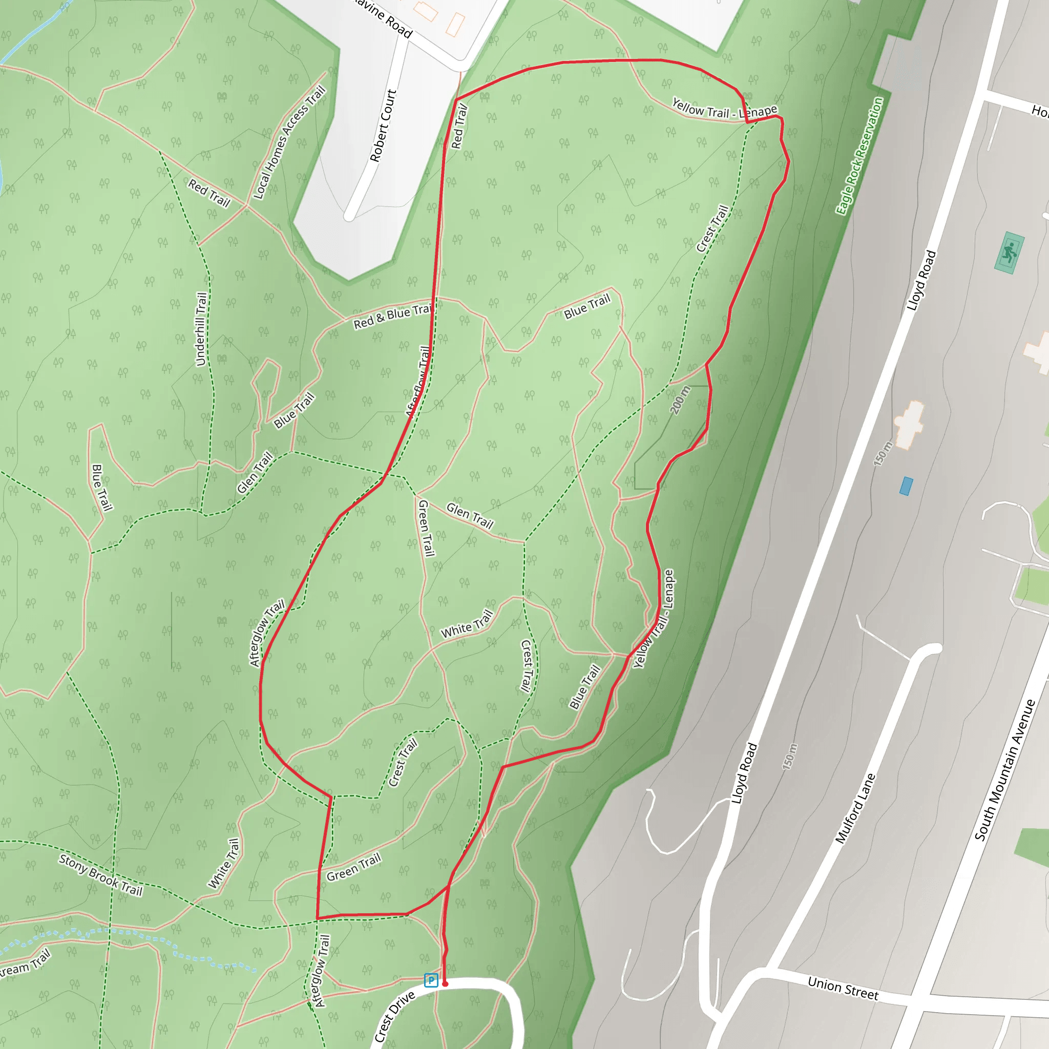 Lenape Loop Trail - Yellow and Red mobile static map