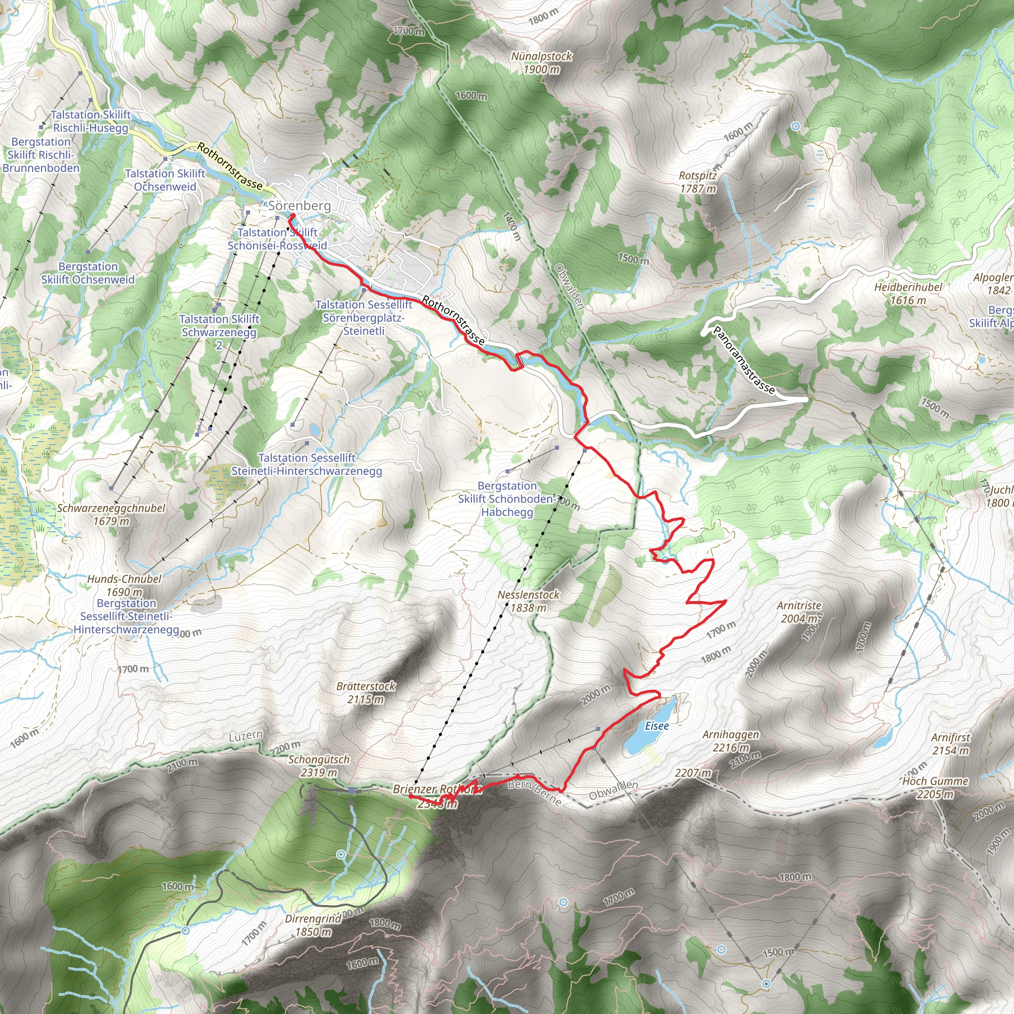 Emmenuferweg- Brienzer Rothorn–Sörenberg mobile static map