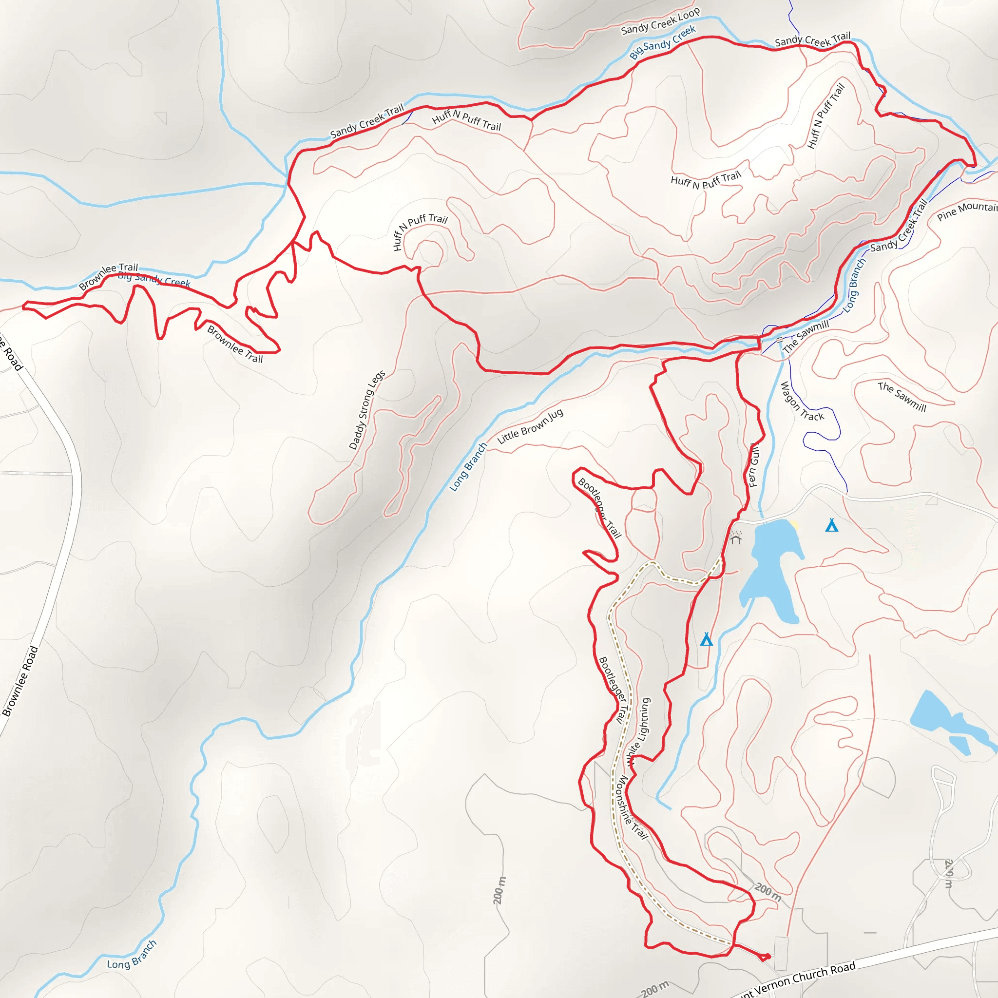 Bootlegger and Sandy Creek Loop Trail mobile static map