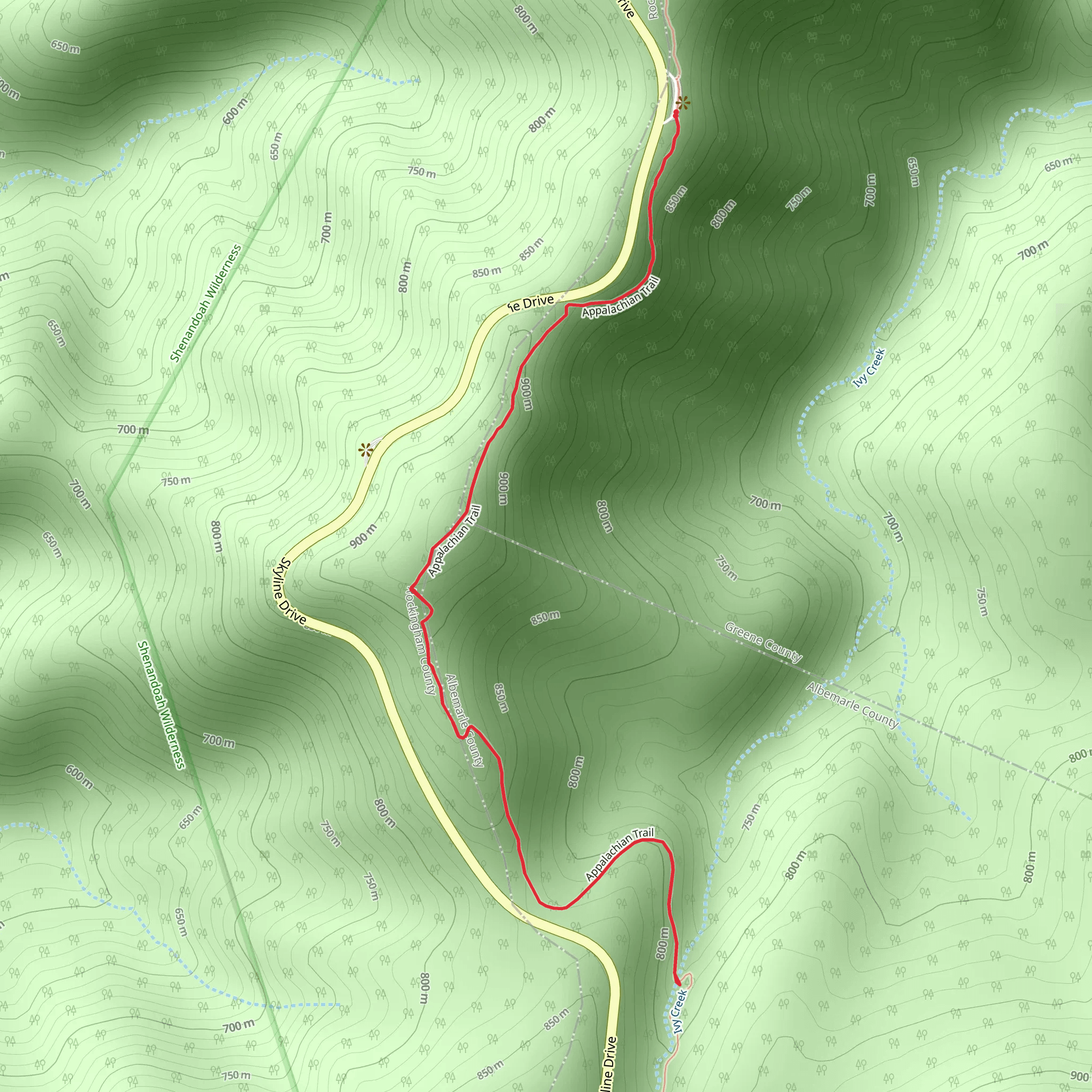 Ivy Creek via Appalachian Trail mobile static map