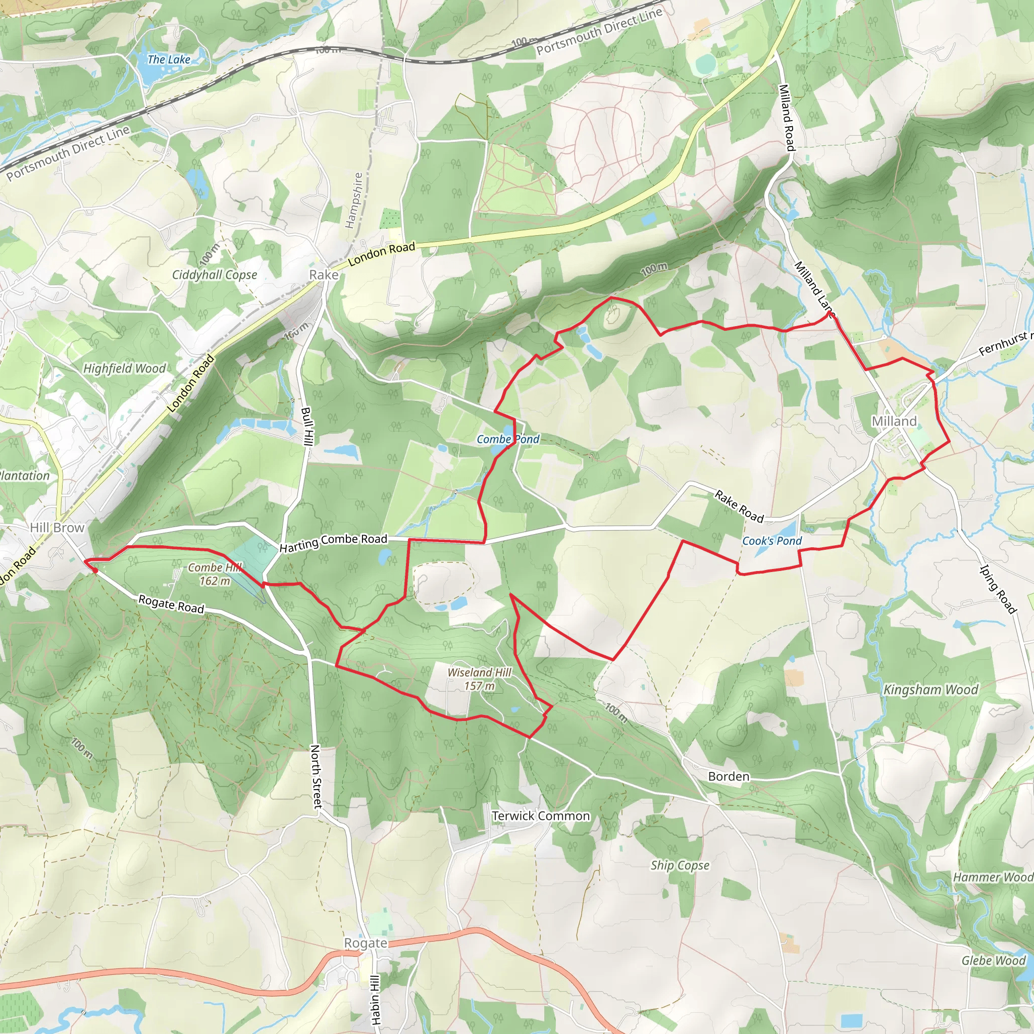 Hill Brow to Milland Loop mobile static map