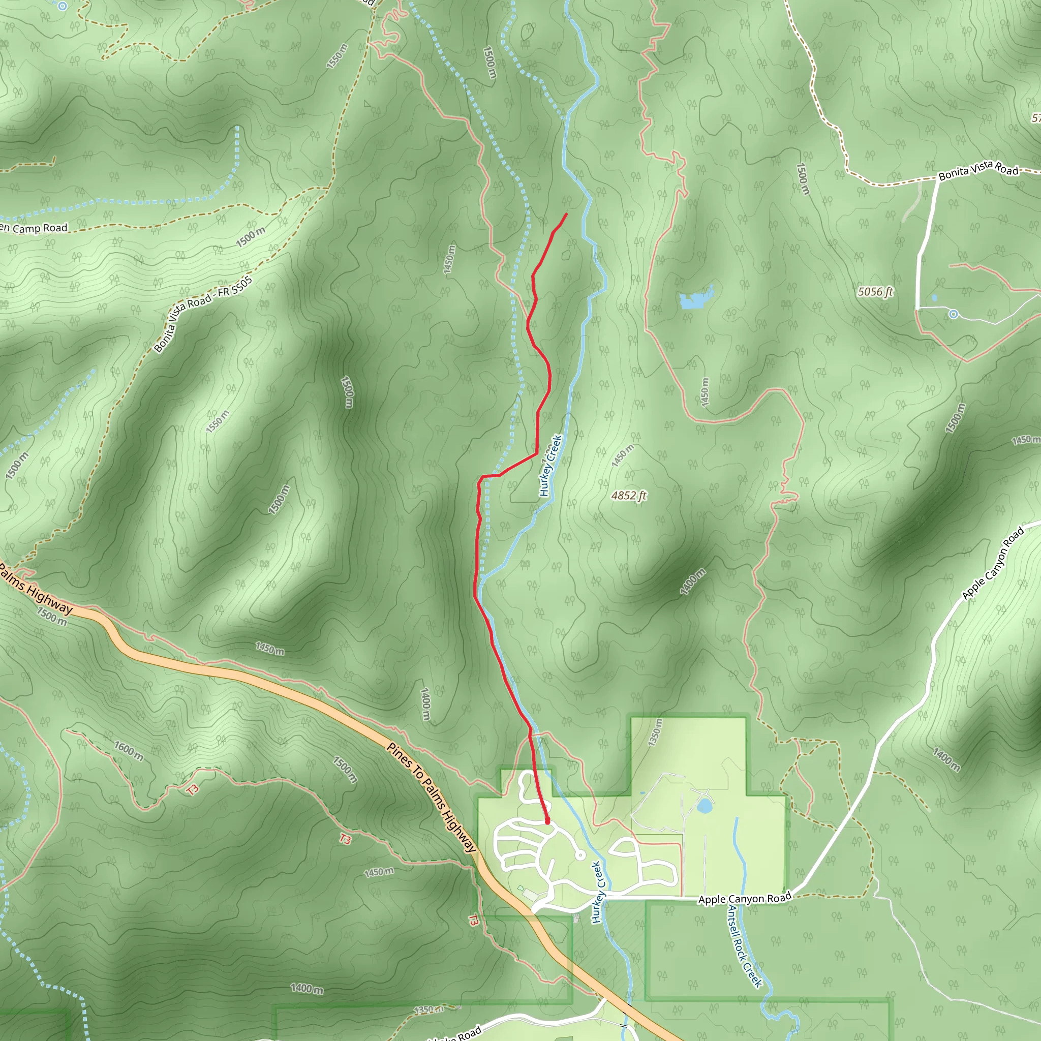 Hurkey Creek Trail mobile static map