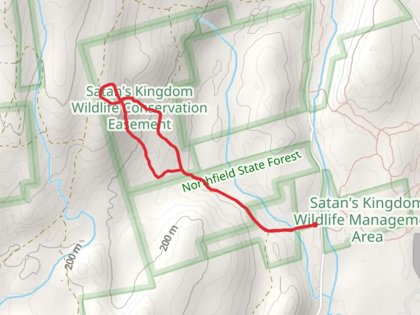 An image depicting the trail West Wait Brook Out and Back and its surrounding area.
