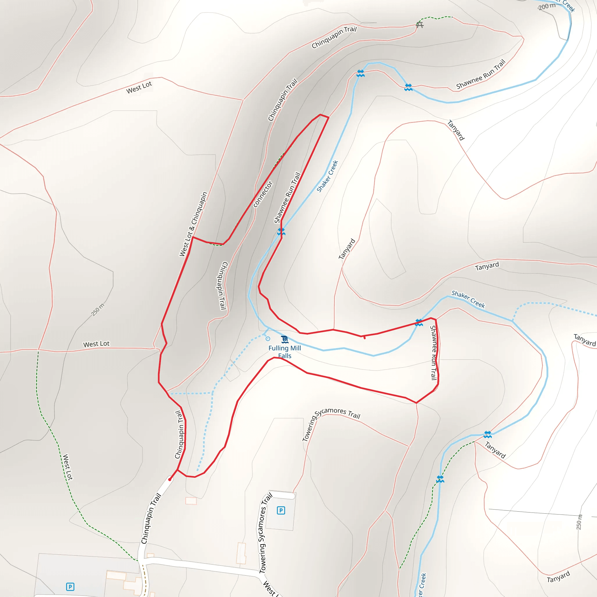 Shawnee Run and Chinquapin Loop Trail mobile static map