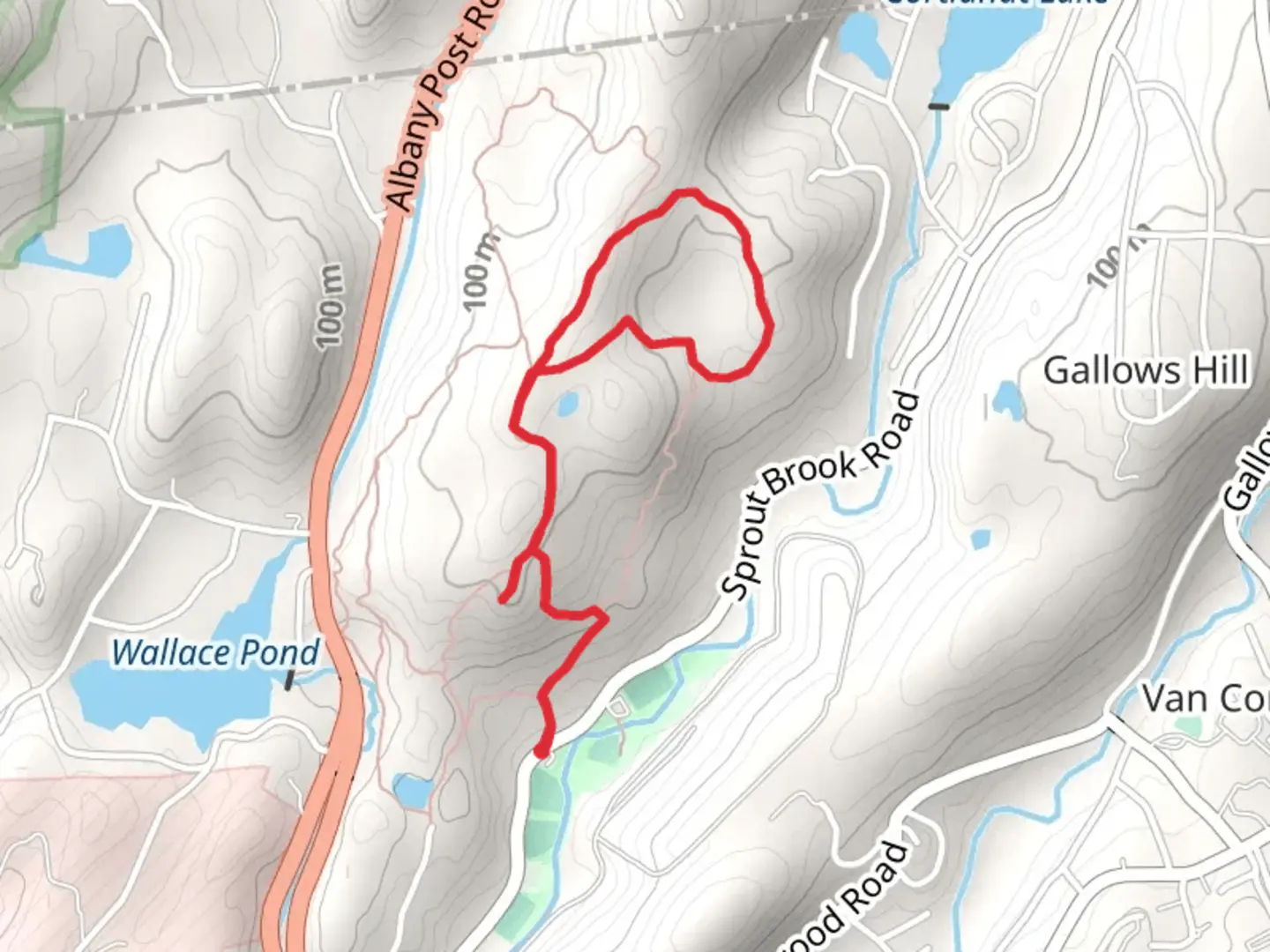 An image depicting the trail Hudson Highlands Loop from Sprout Brook Road and its surrounding area.