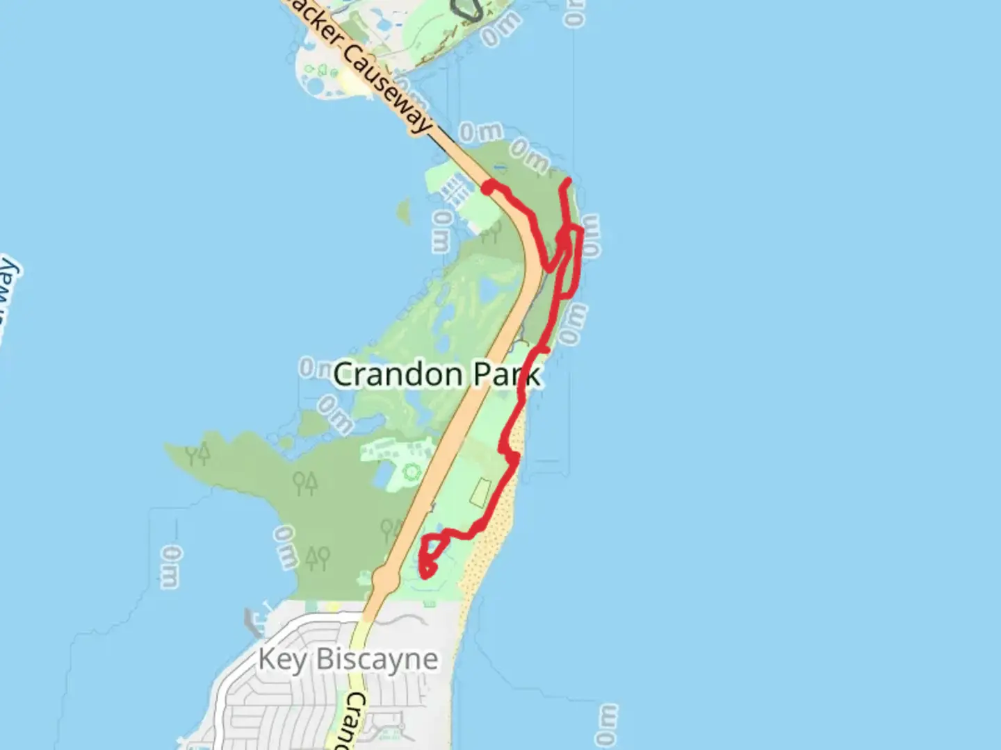 An image depicting the trail Rickenbacker Trail Out and Back and its surrounding area.